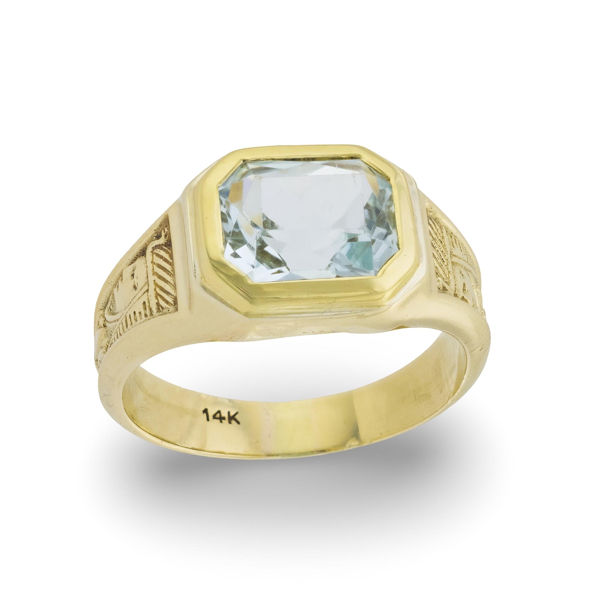 Edwardian 14k Aqua Cocktail Ring