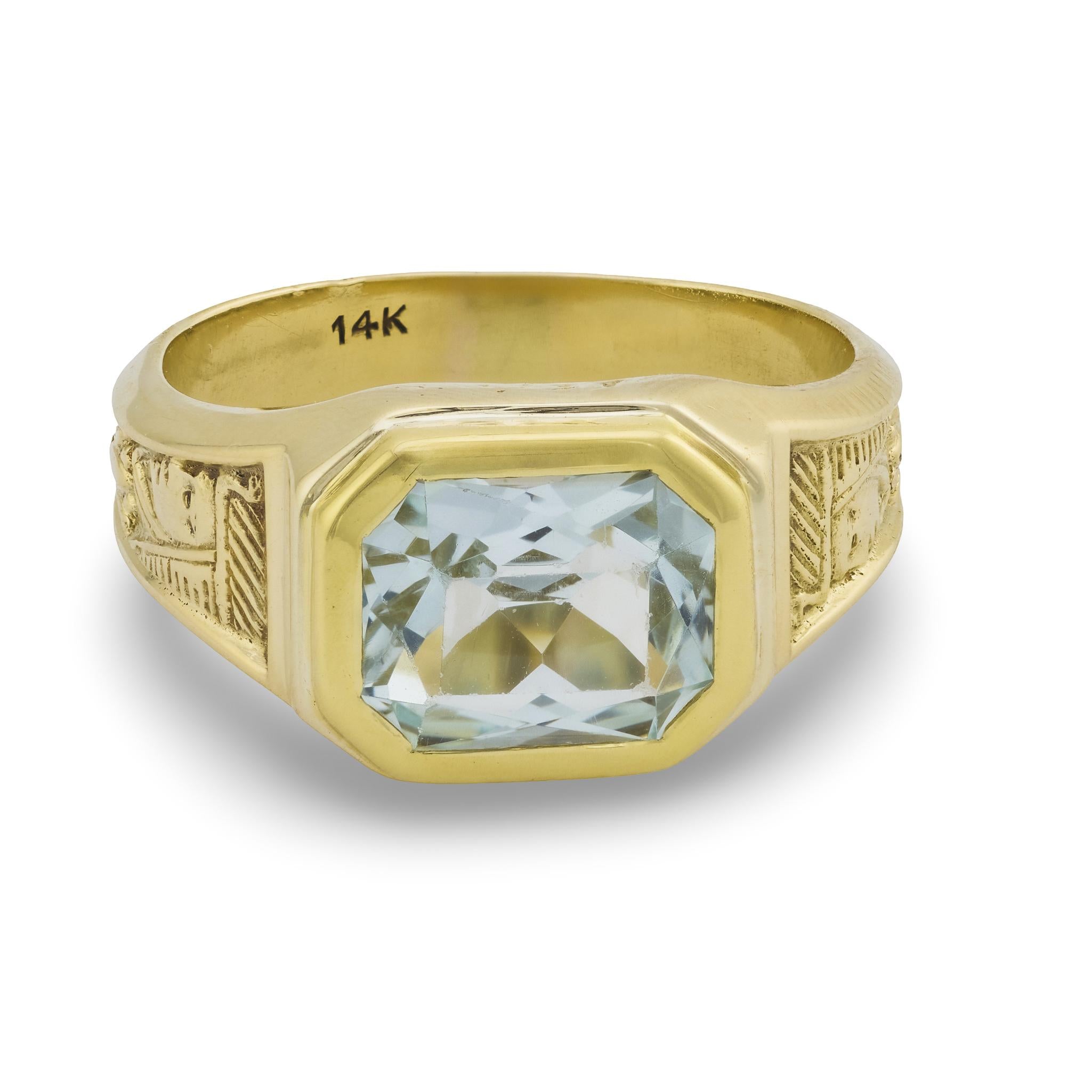 Edwardian 14k Aqua Cocktail Ring