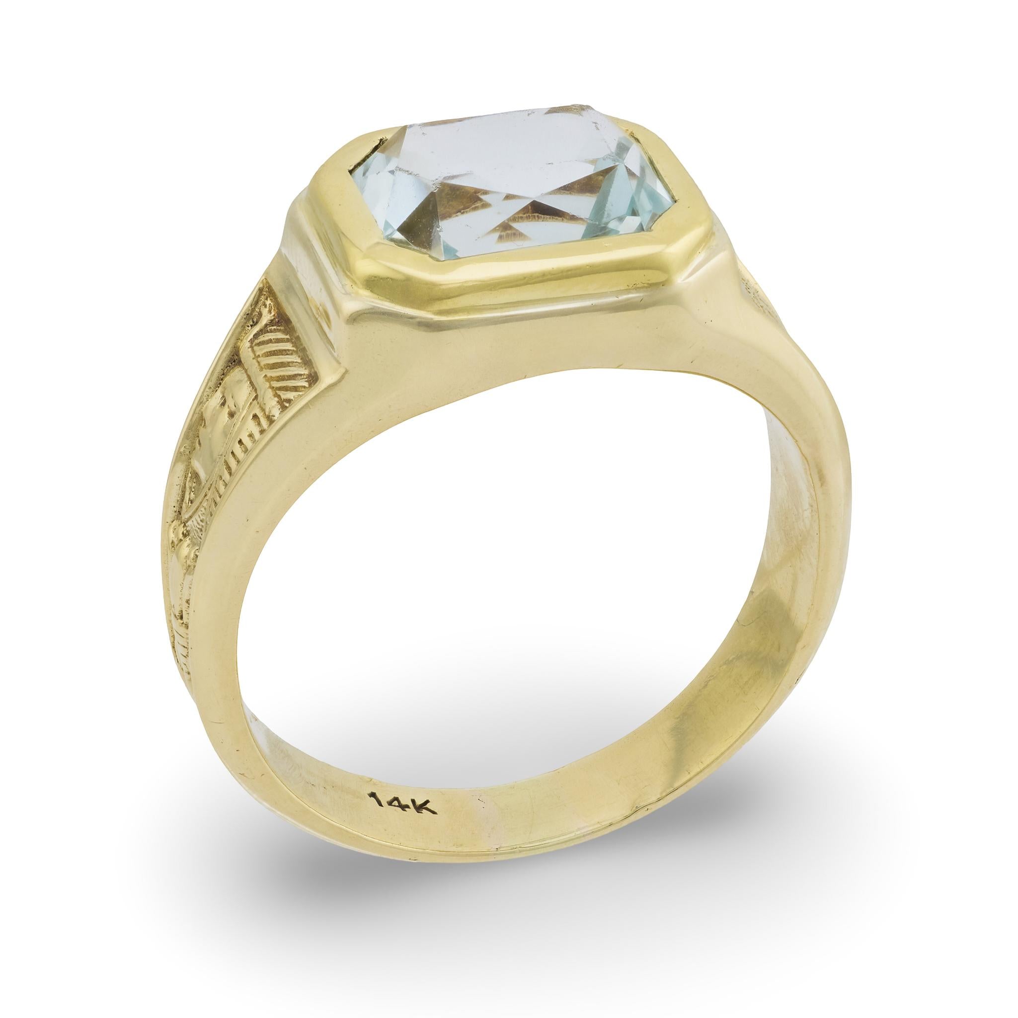 Edwardian 14k Aqua Cocktail Ring
