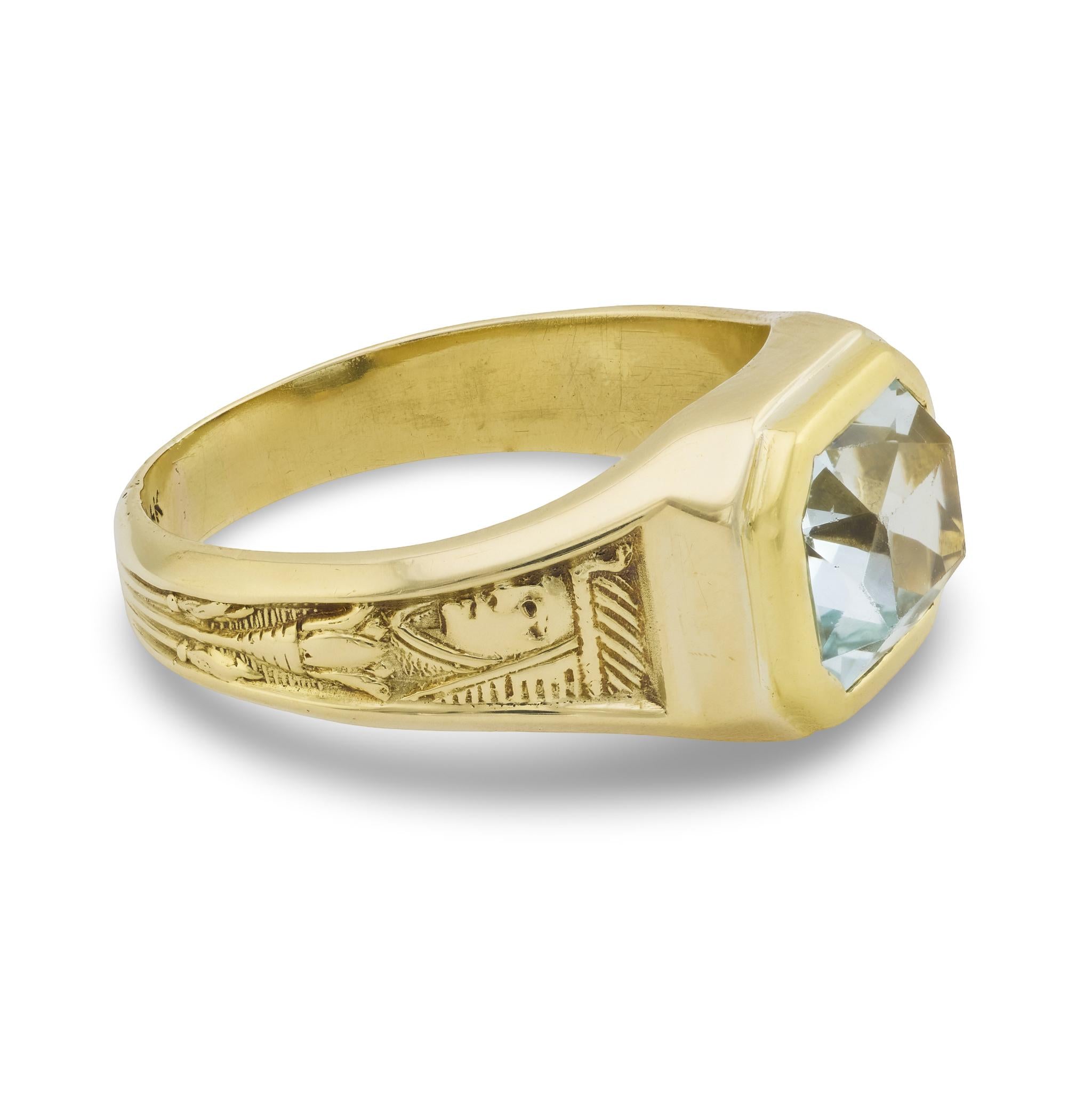 Edwardian 14k Aqua Cocktail Ring