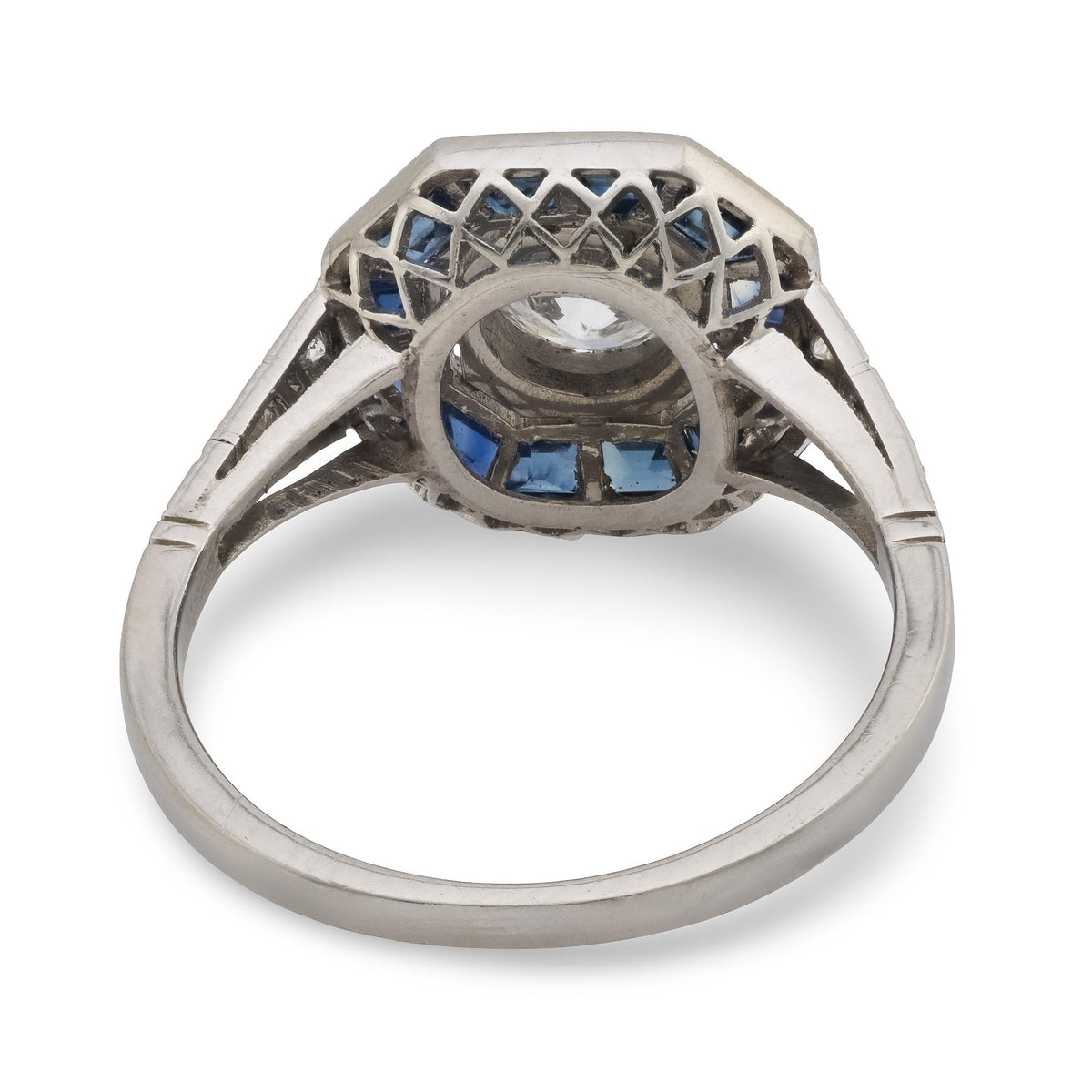 Estate Platinum Diamond & Sapphire Engagement Ring .60ct