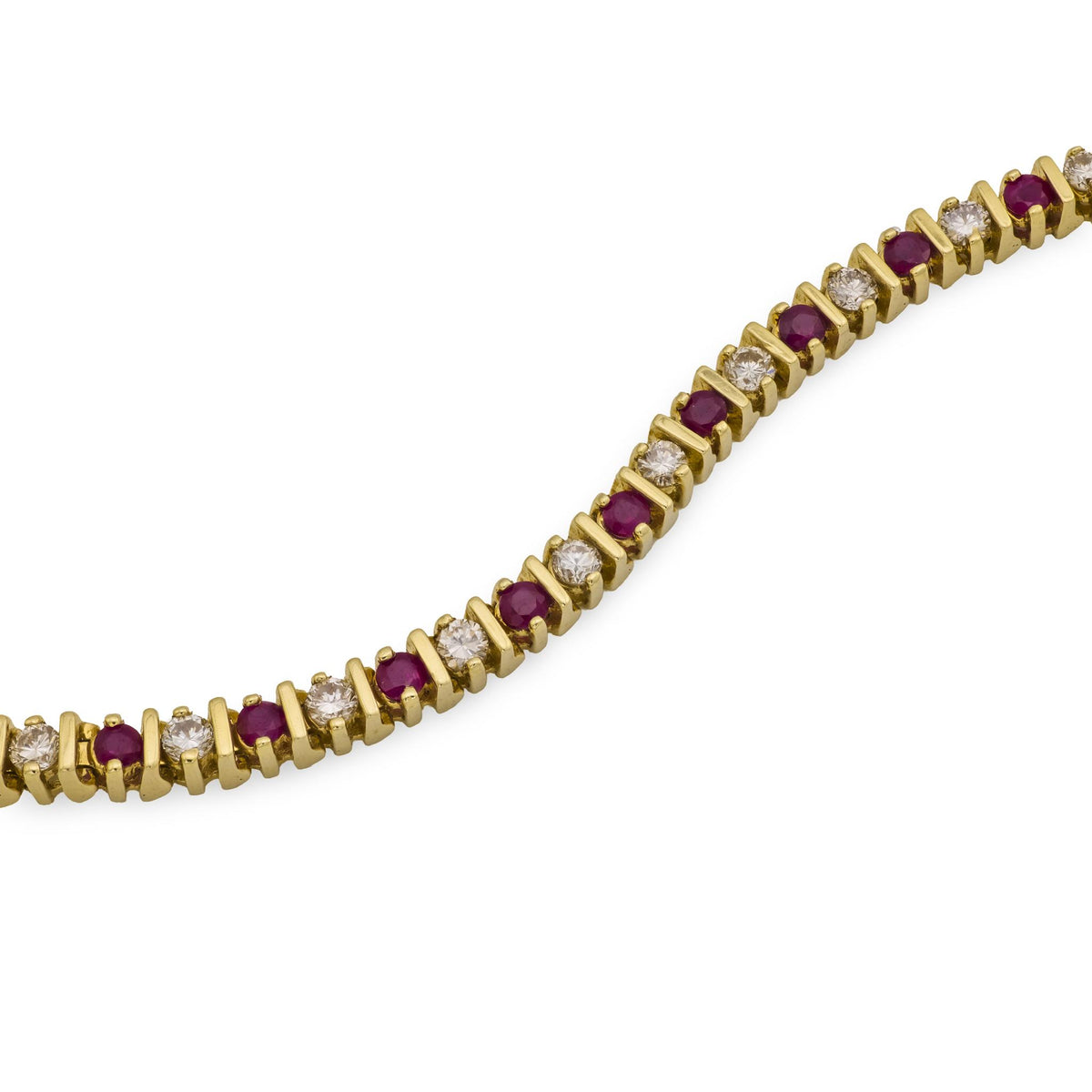 Estate 14k Ruby & Diamond Tennis Bracelet
