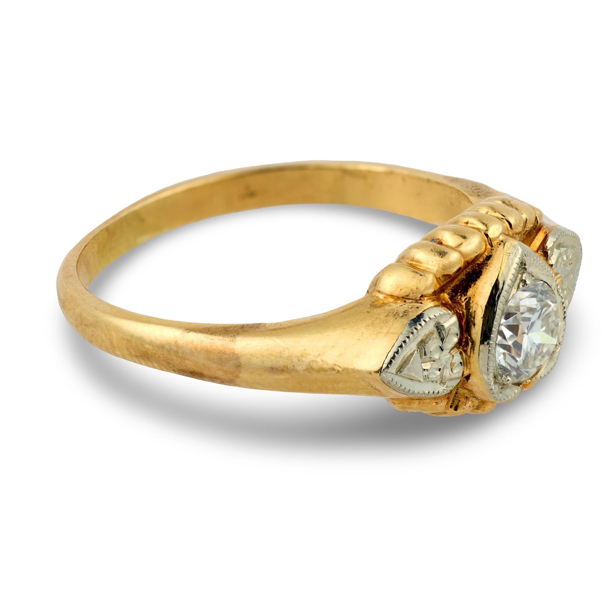 Retro 14k Diamond Heart-Motif Ring