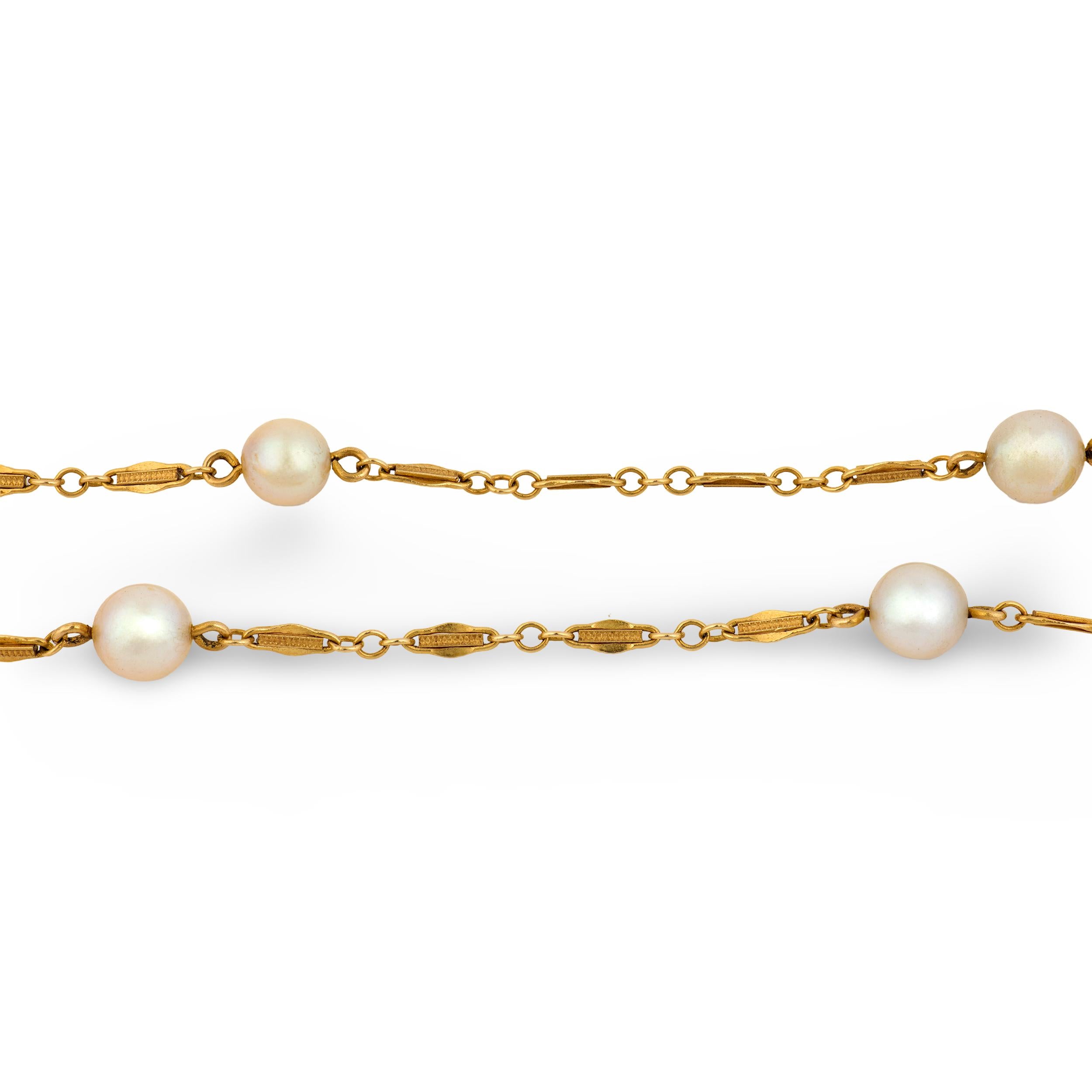 MAISON BIRKS Art Deco 14k Pearl Necklace