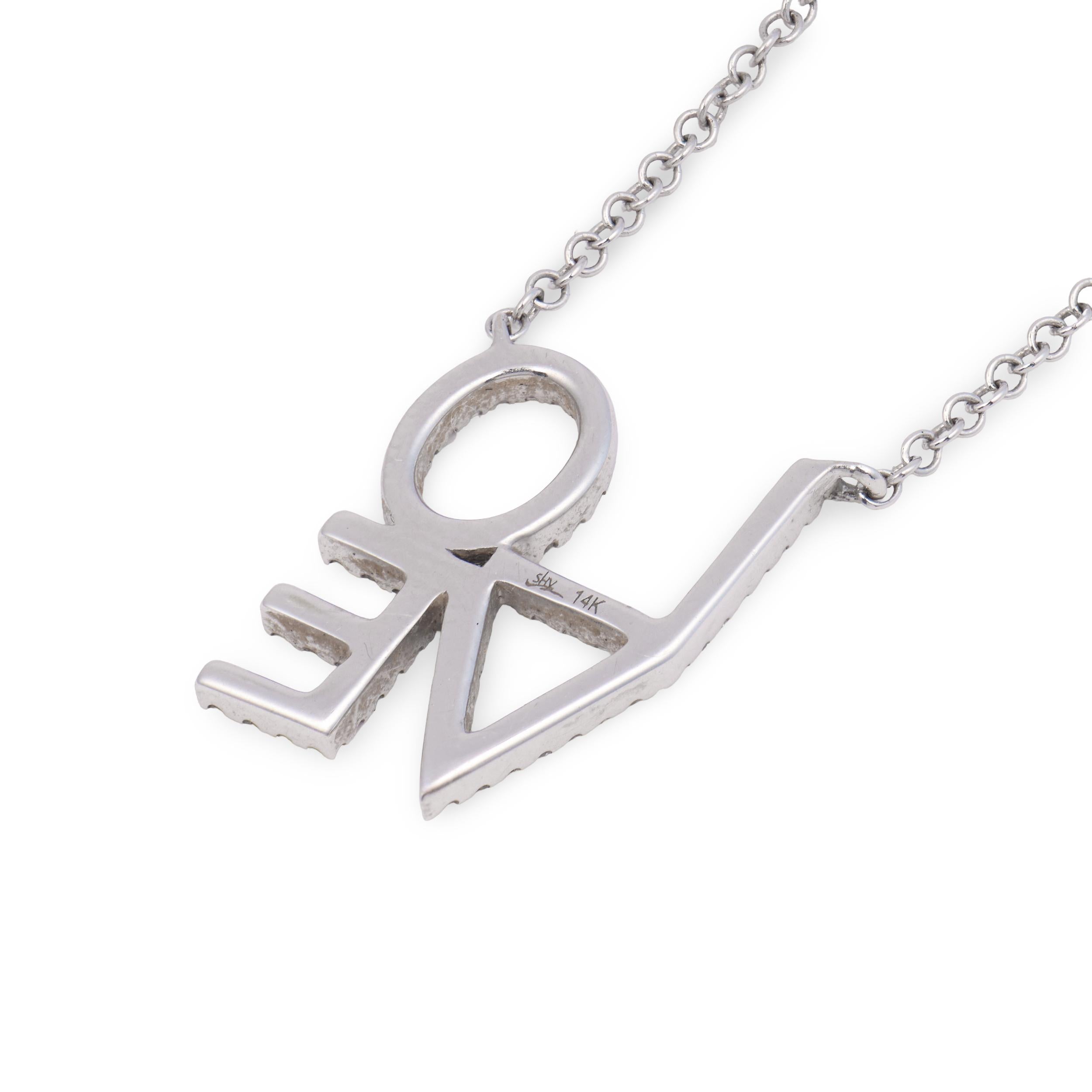 Estate 14k Diamond Love-Motif Pendant Necklace