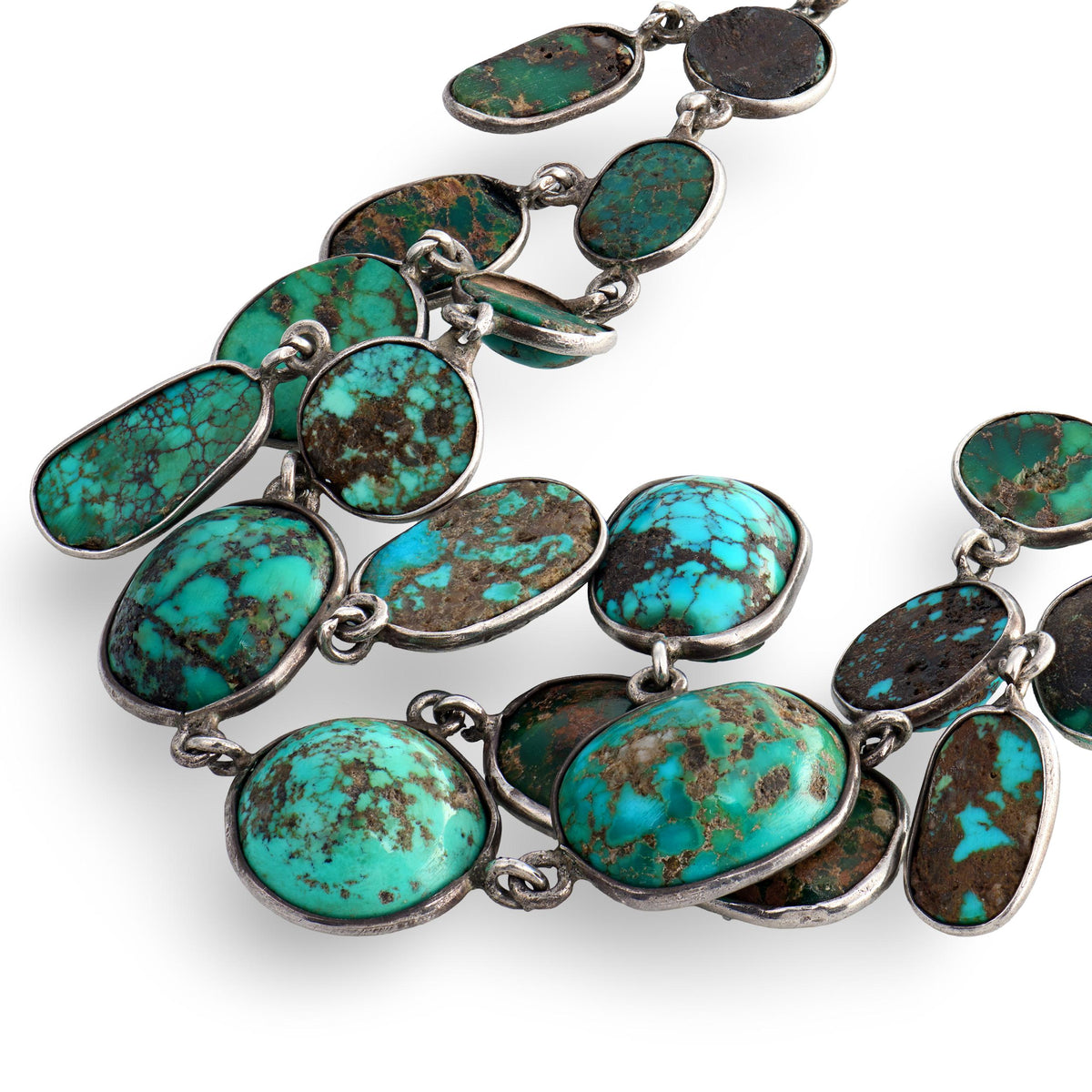 Victorian Sterling Silver Turquoise Festoon Necklace