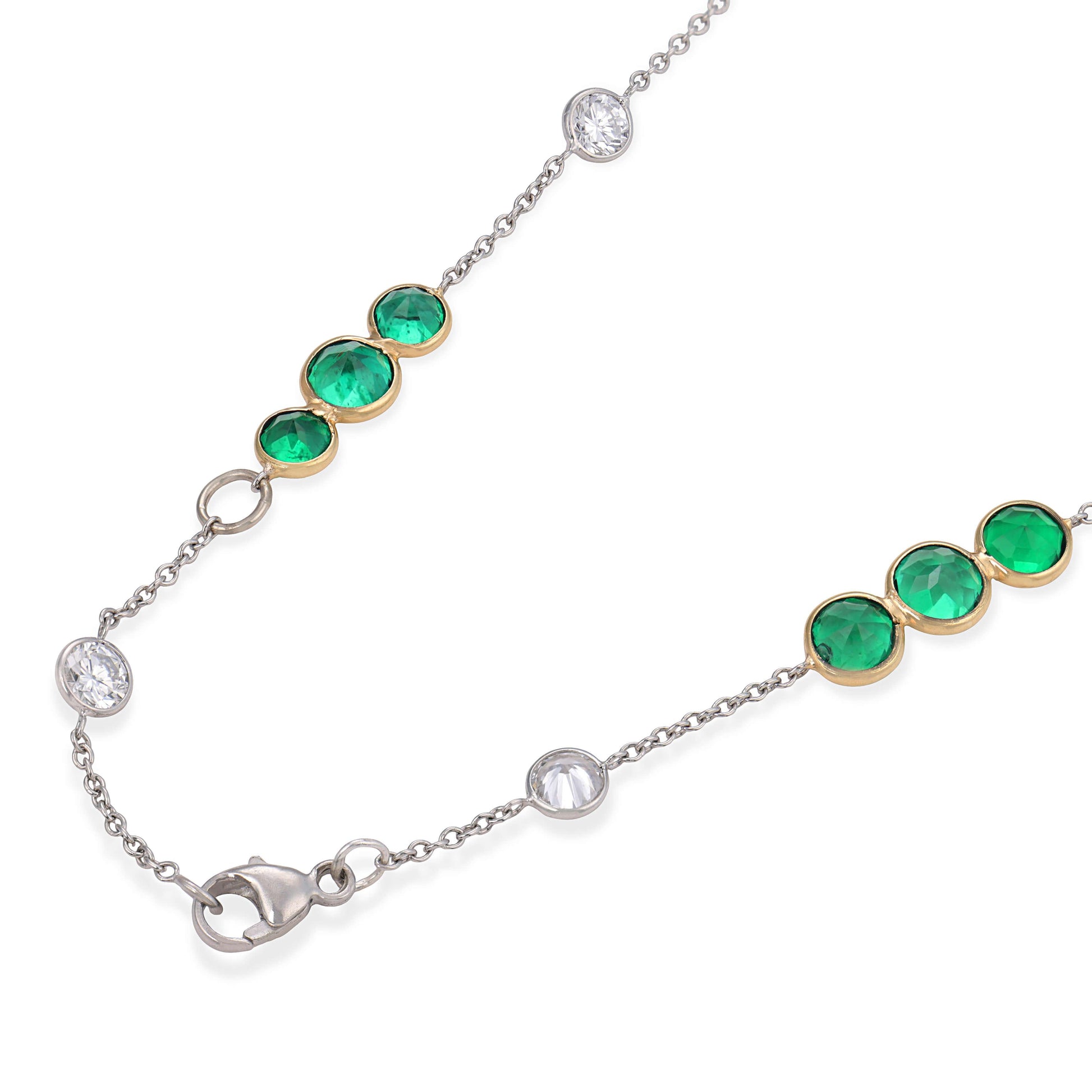 Estate 18k/Platinum Diamond & Emerald "Diamonds-By-The-Yard" Necklace