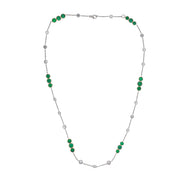 Estate 18k/Platinum Diamond & Emerald "Diamonds-By-The-Yard" Necklace