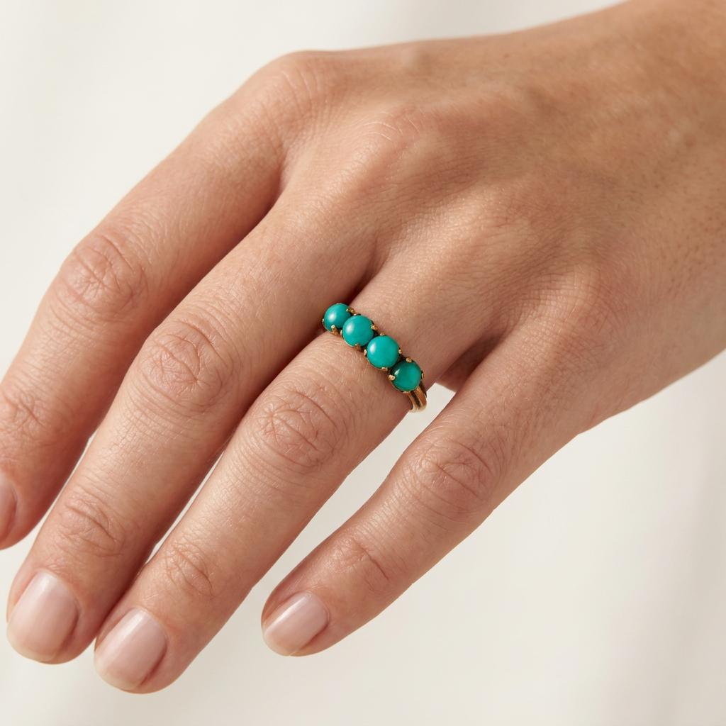 Art Deco 14k Turquoise Four Stone Ring