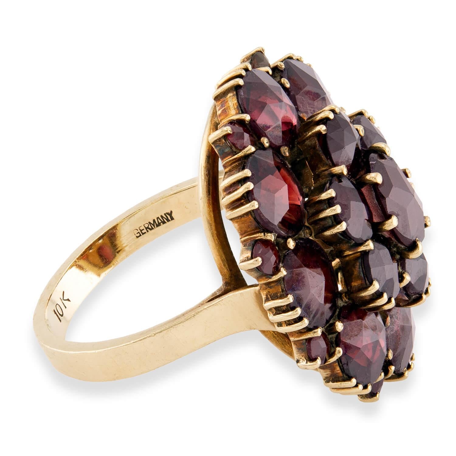 Vintage German 10k Garnet Cluster Ring