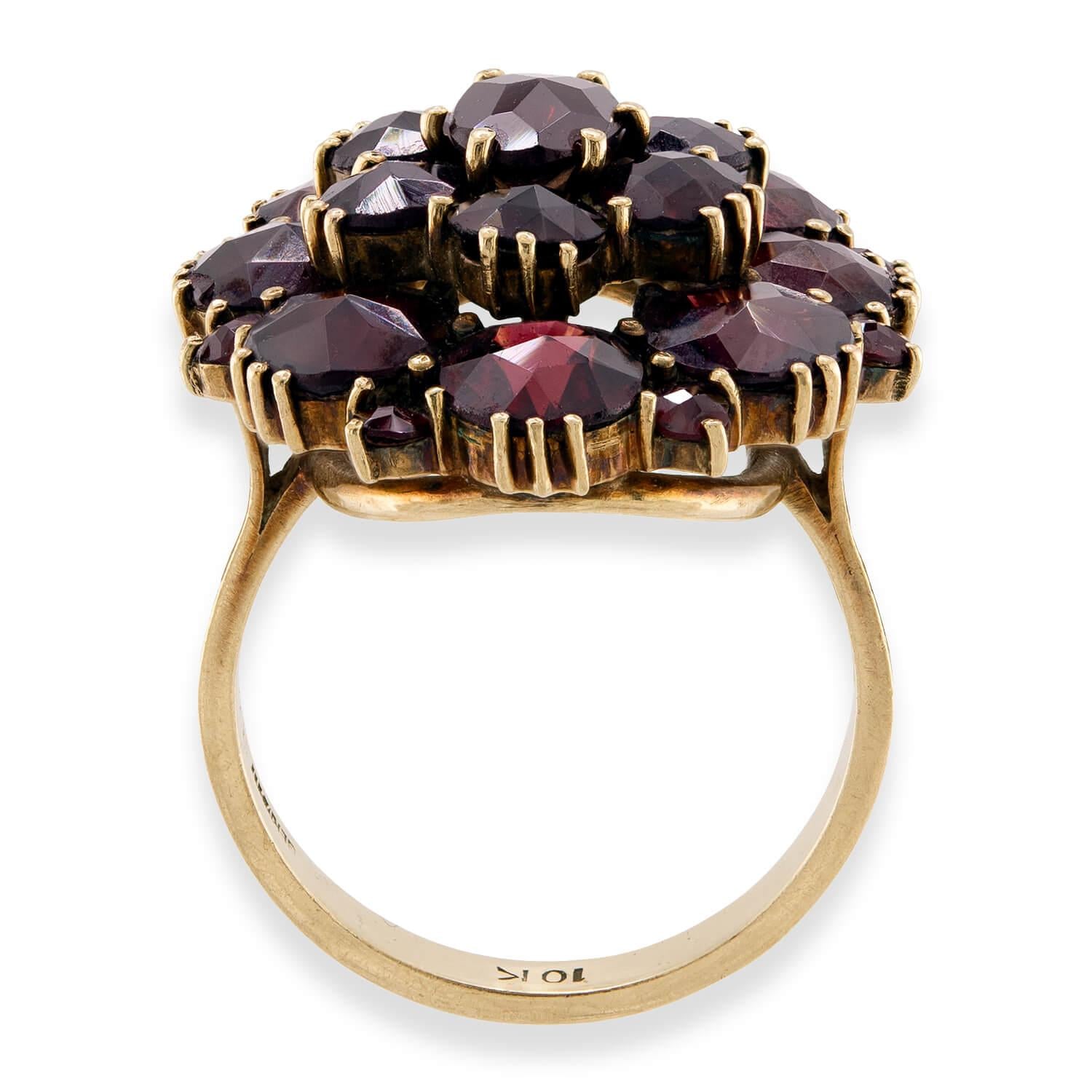 Vintage German 10k Garnet Cluster Ring