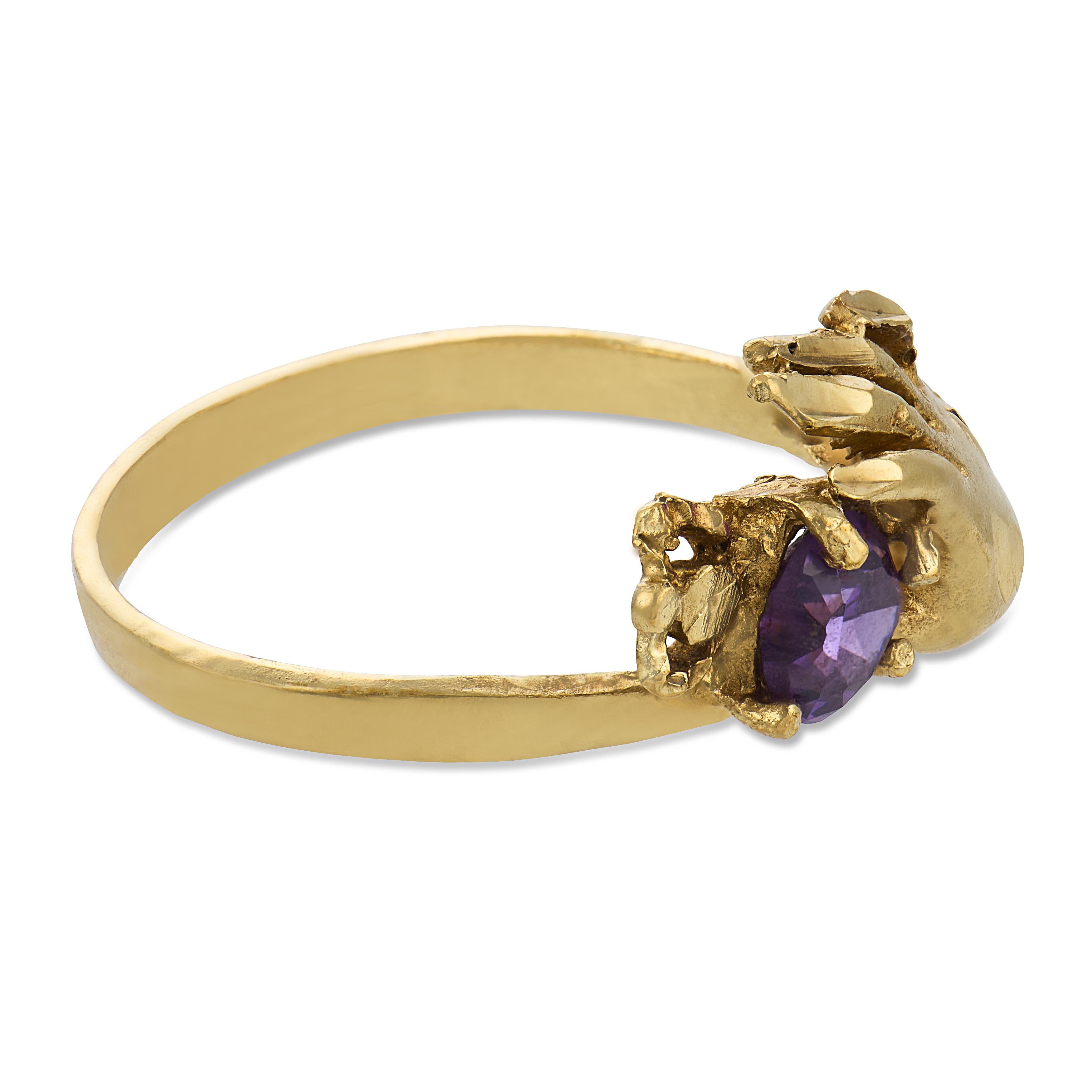 Victorian 9k Amethyst Hand-Motif Ring