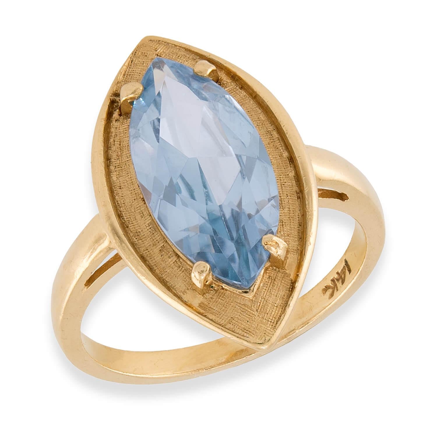 Estate 14k Topaz Navette Ring