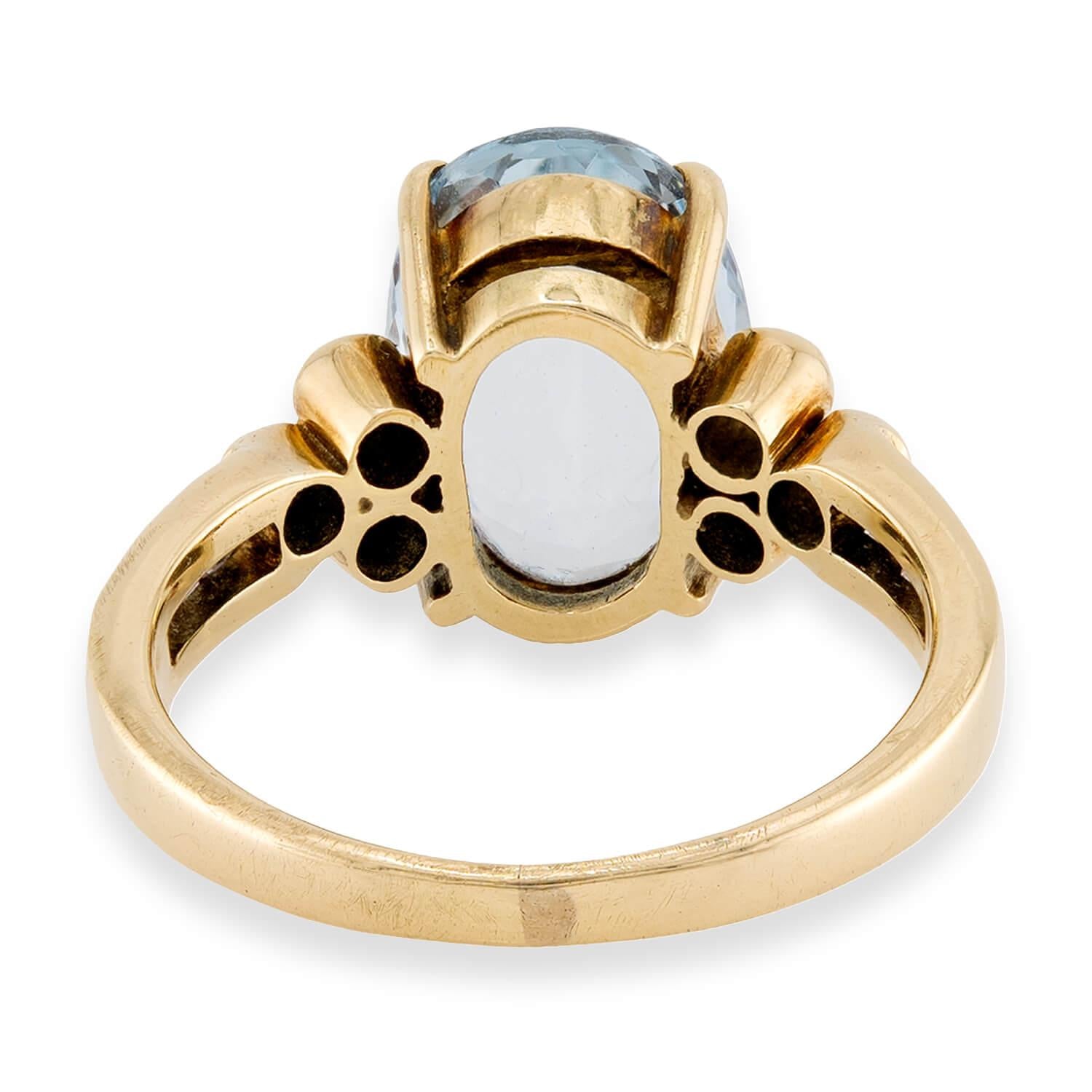 Estate 14k Aqua & Diamond Ring