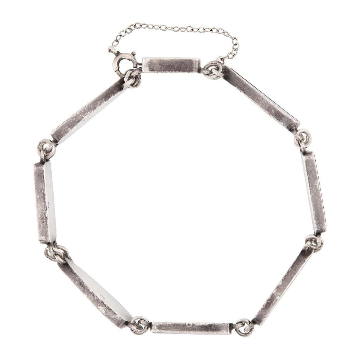 JAMES CARTLAND & SONS Art Deco Sterling Silver Scottish Agate Link Bracelet
