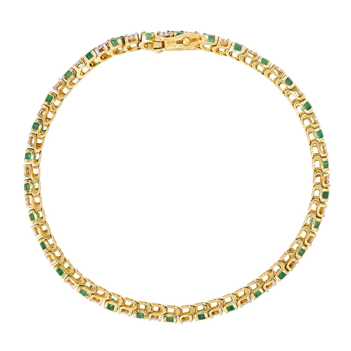 Estate 14k Emerald & Diamond Tennis Bracelet