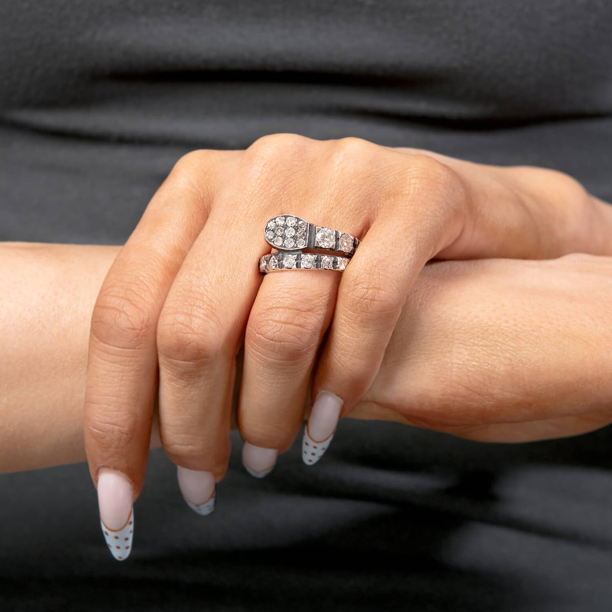 Victorian 14k/Sterling Silver Diamond Snake Ring