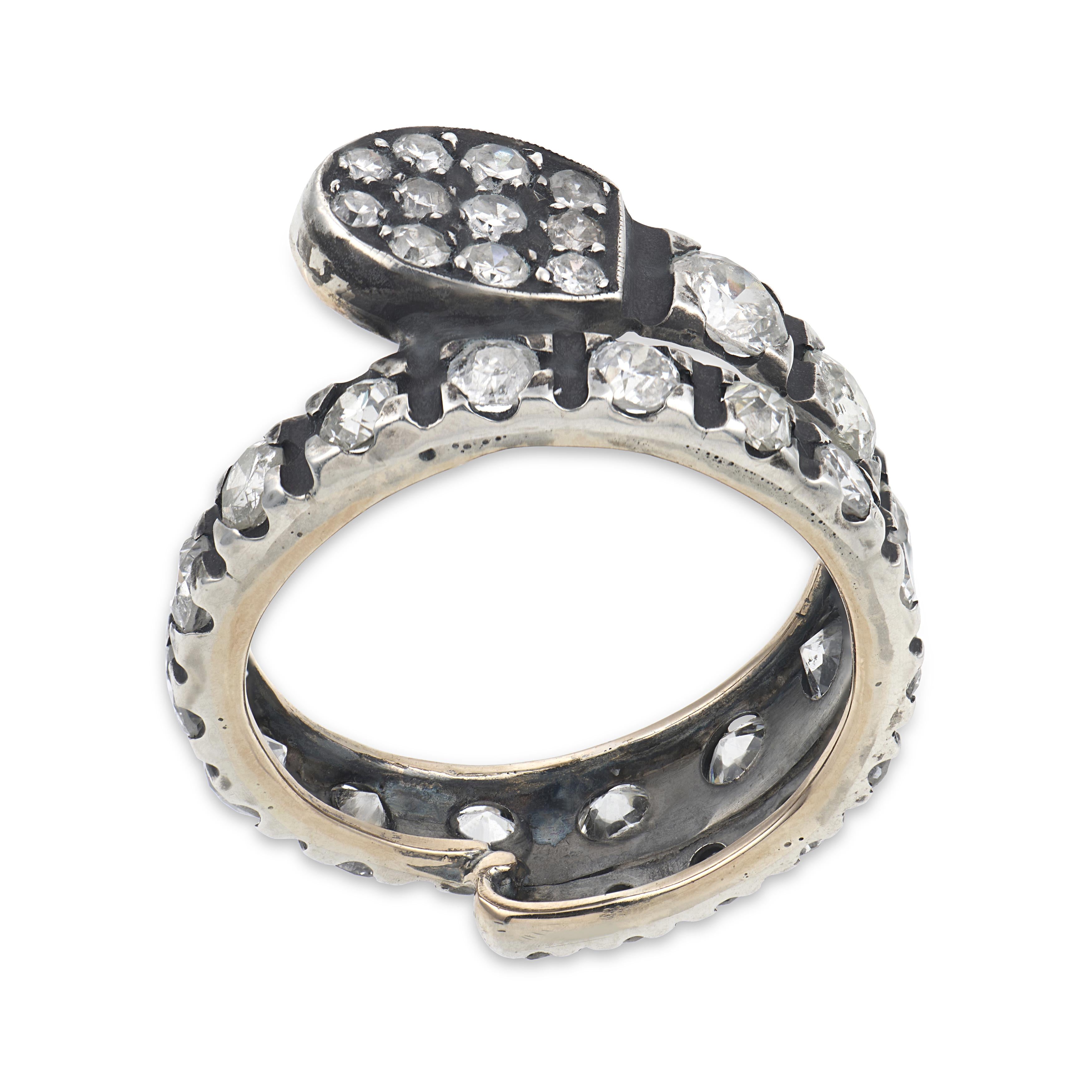 Victoria 14k/Sterling Silver Diamond Snake Ring