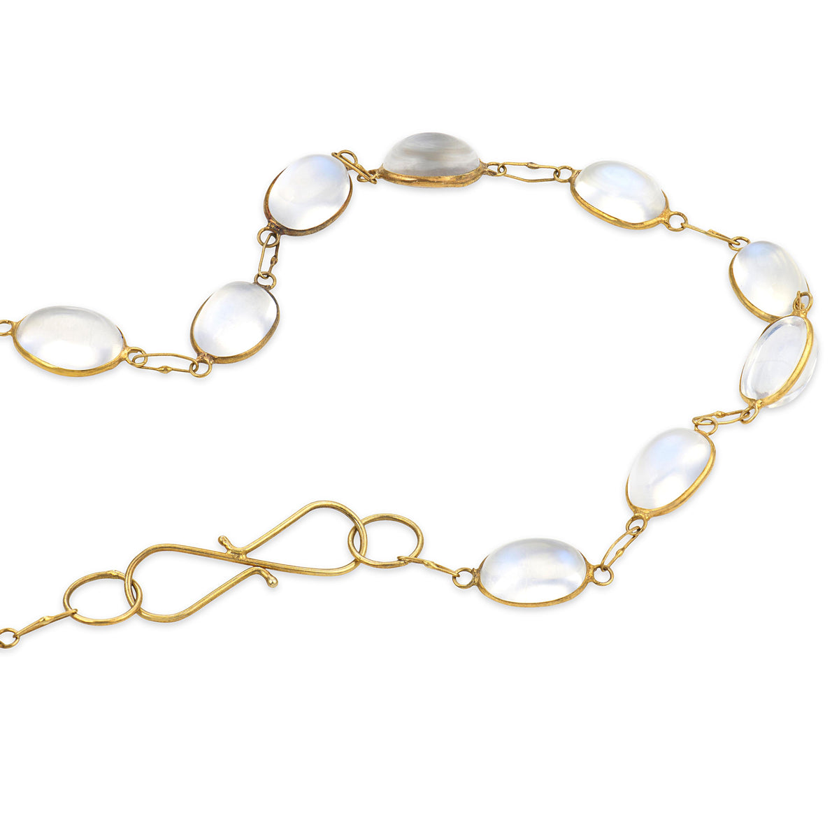 Estate 18k Moonstone Link Drop Necklace