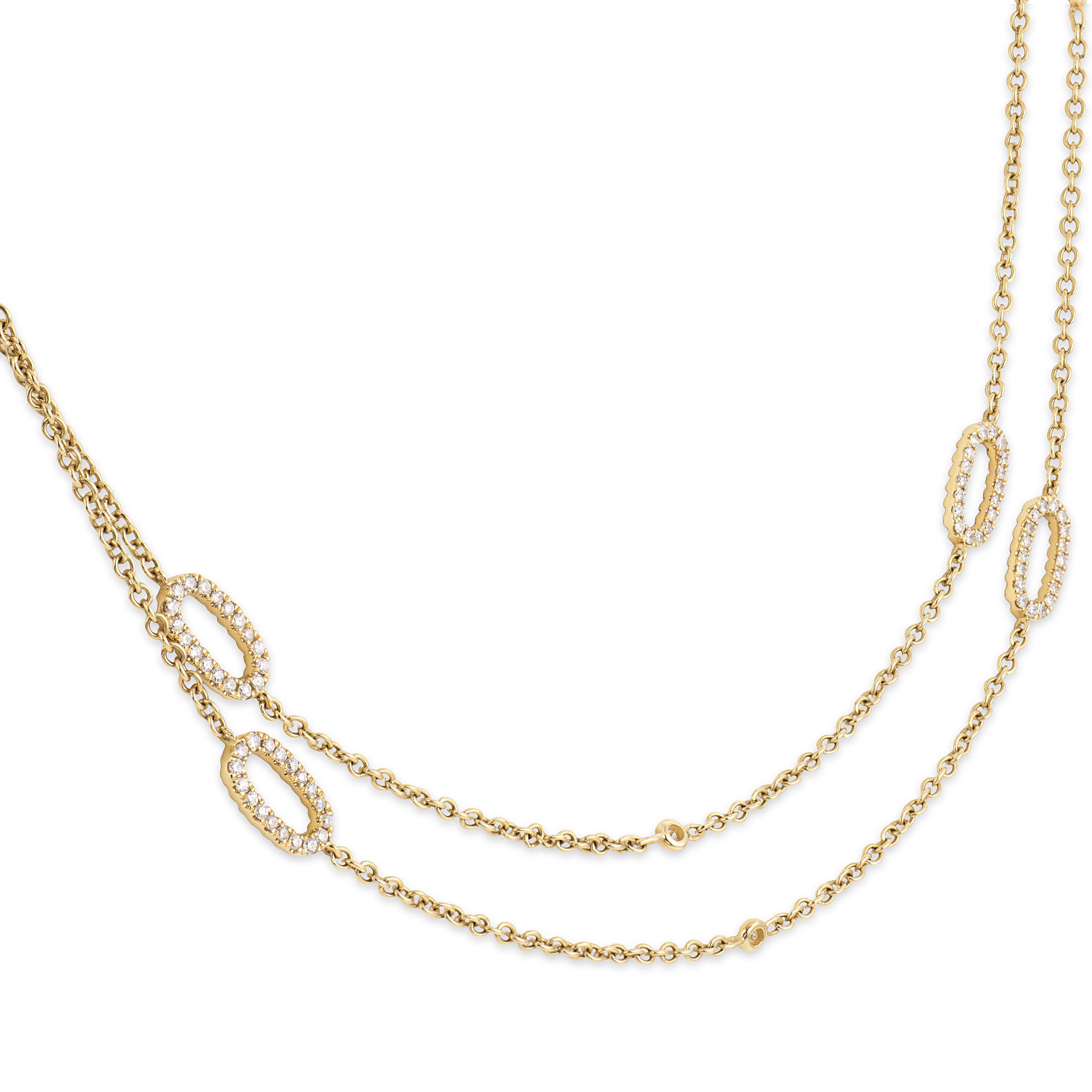 Estate 14k Diamond Link Necklace 36"