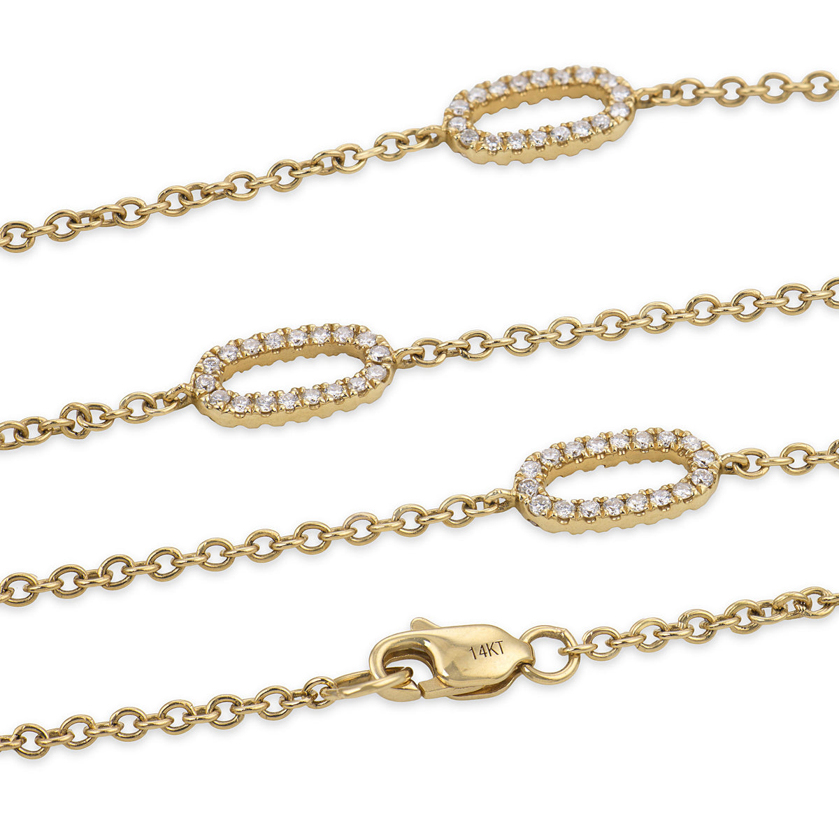 Estate 14k Diamond Link Necklace 36"