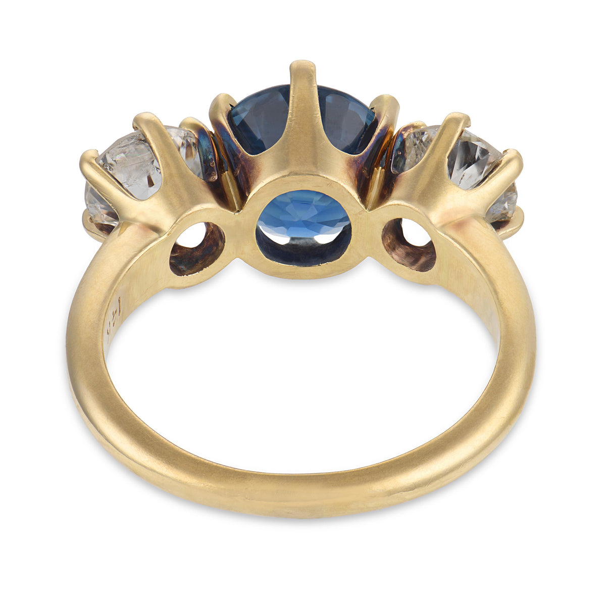 Retro 14k Sapphire & Diamond Three Stone Ring
