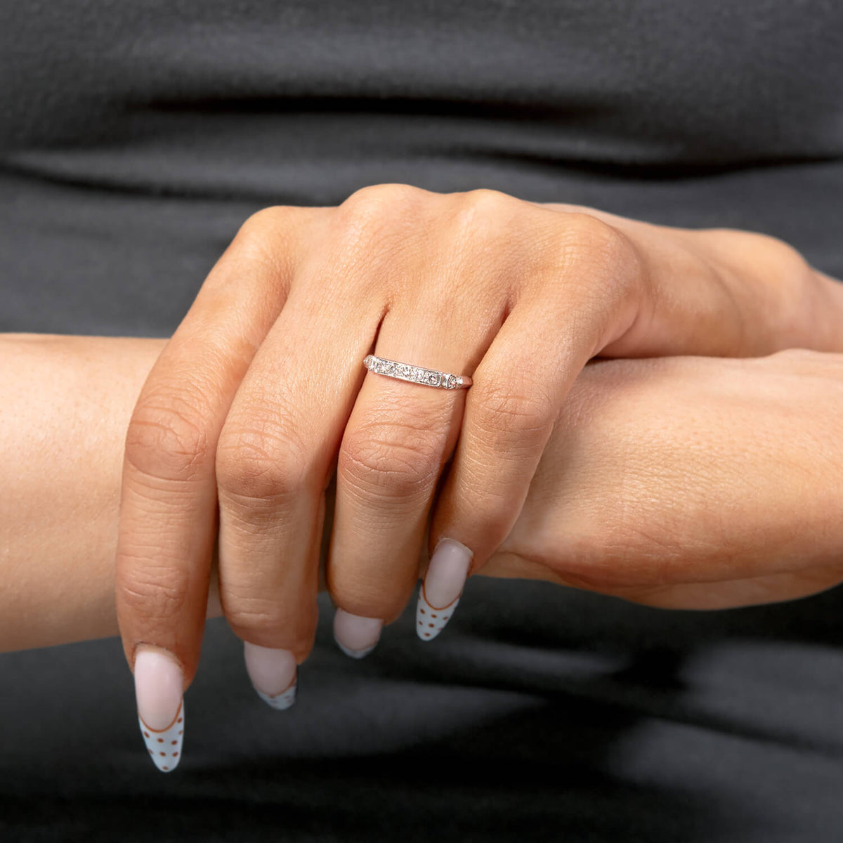 Art Deco Platinum Diamond Half Band