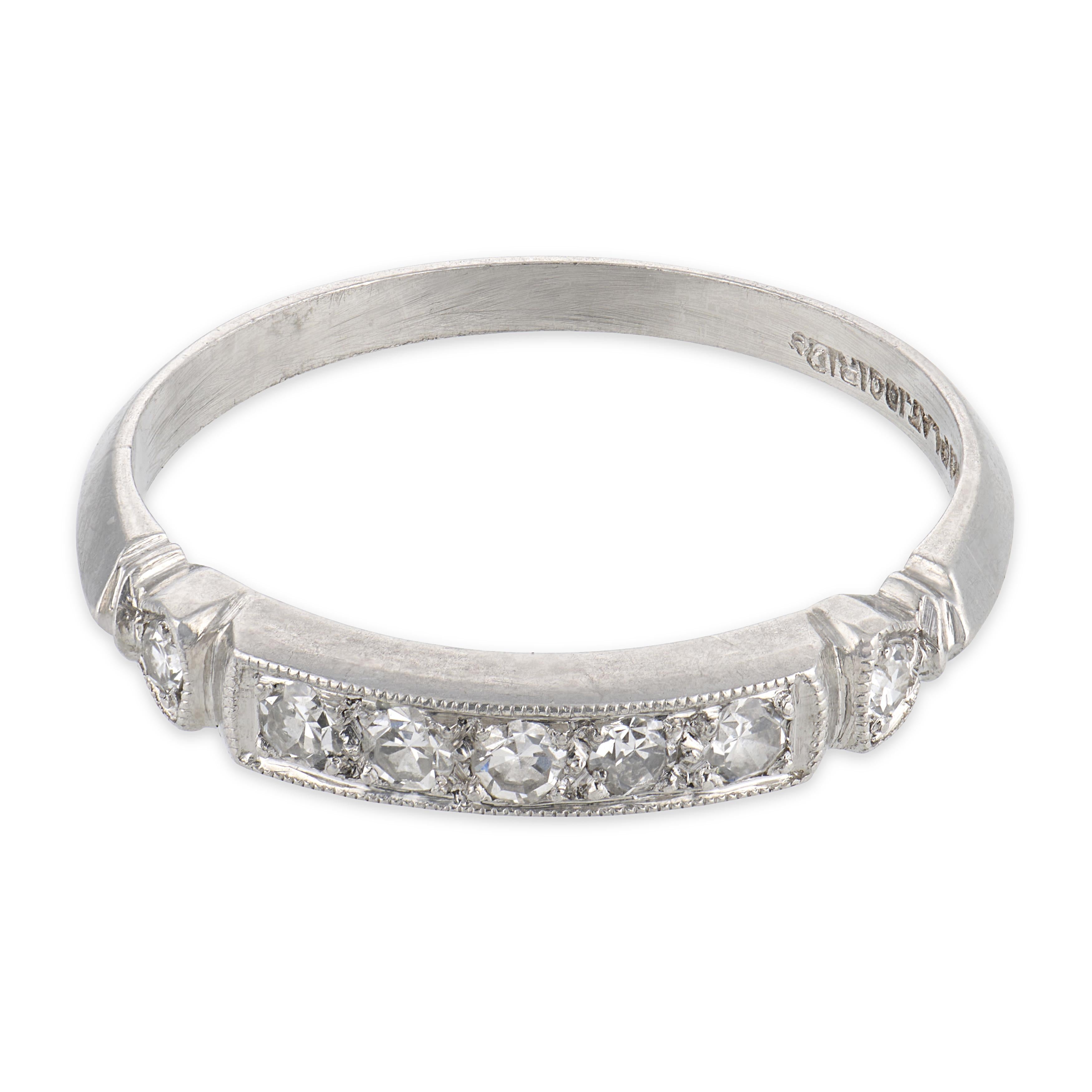 Art Deco Platinum Diamond Half Band
