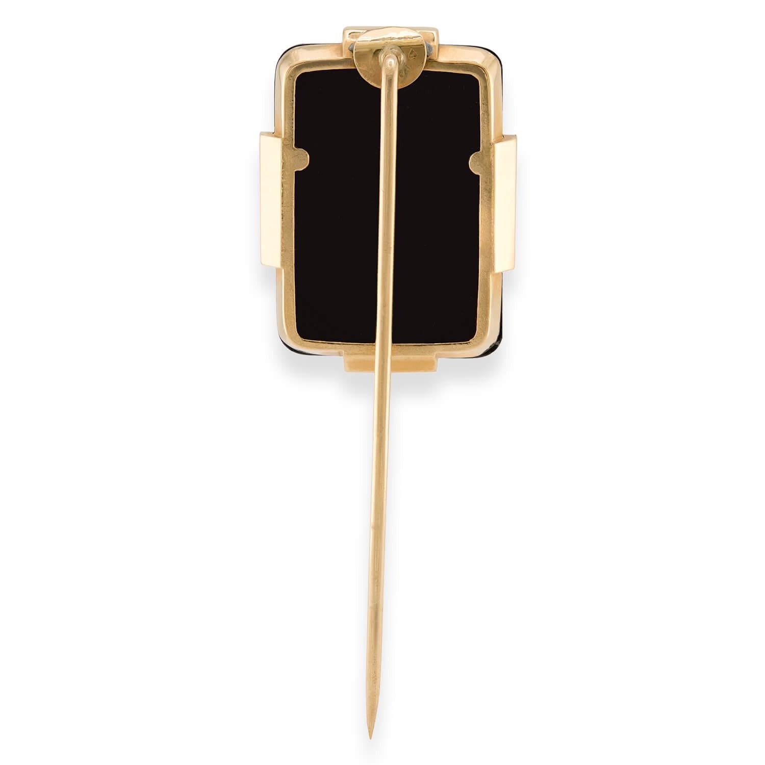 Victorian 14k Onyx Intaglio Stick Pin
