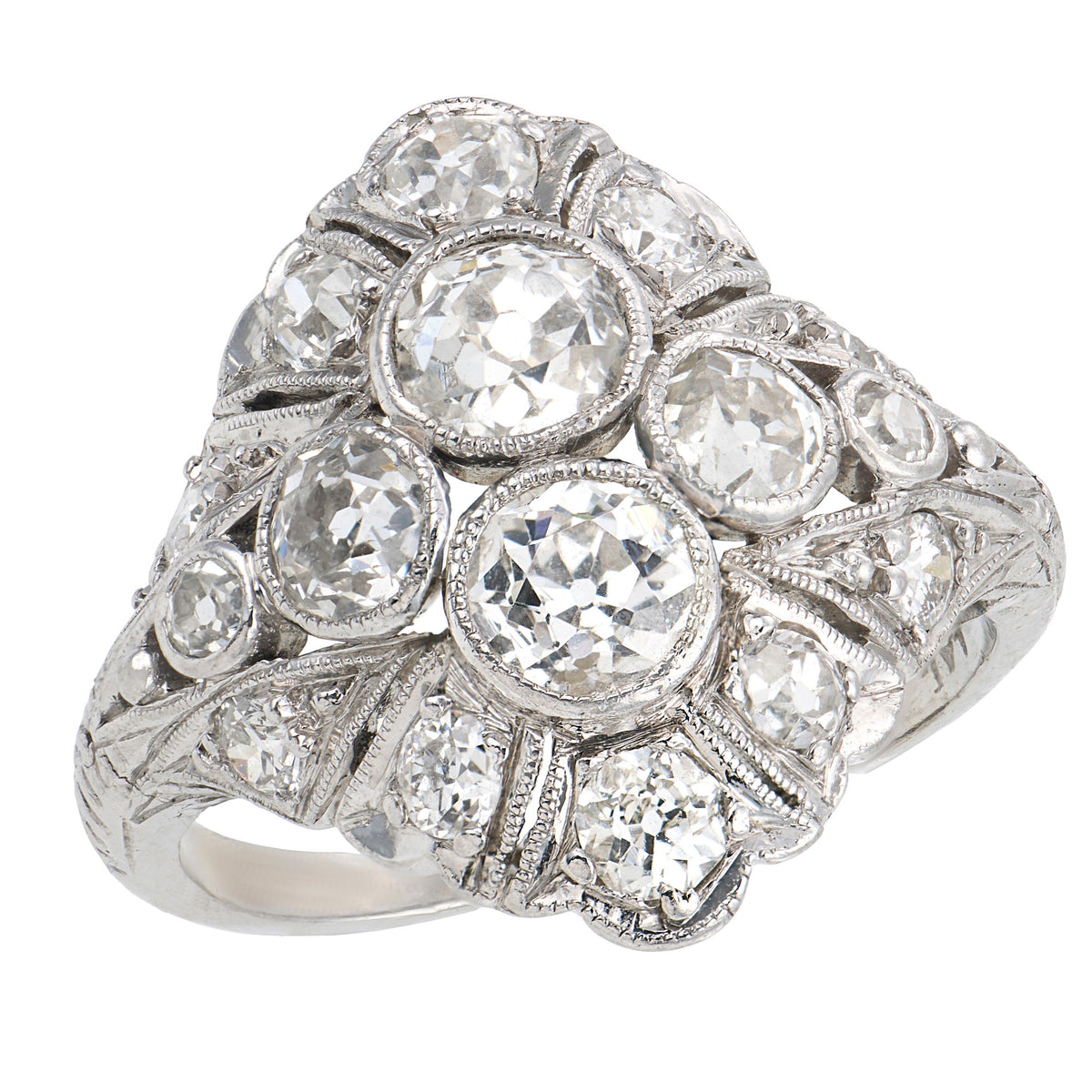 Art Deco Platinum Diamond Navette Ring