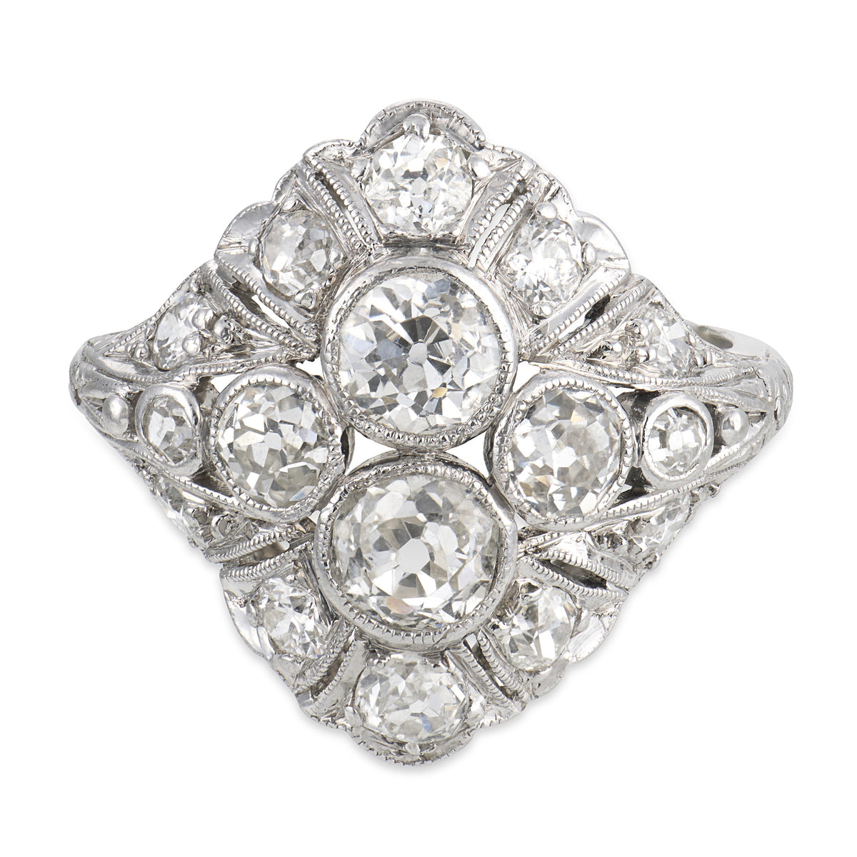 Art Deco Platinum Diamond Navette Ring