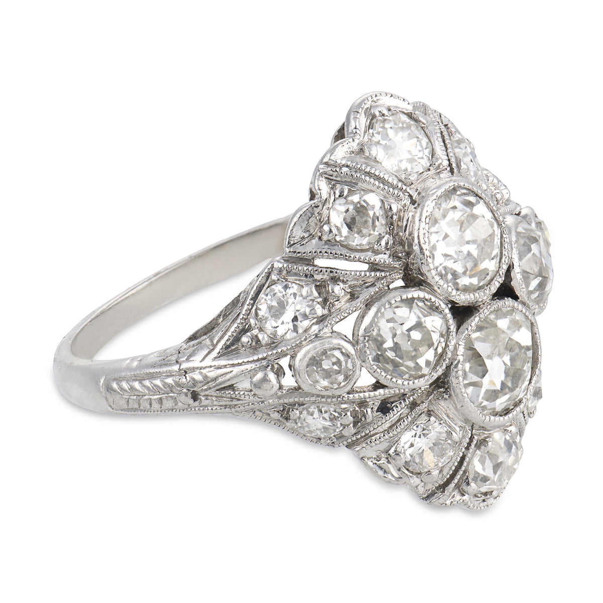 Art Deco Platinum Diamond Navette Ring