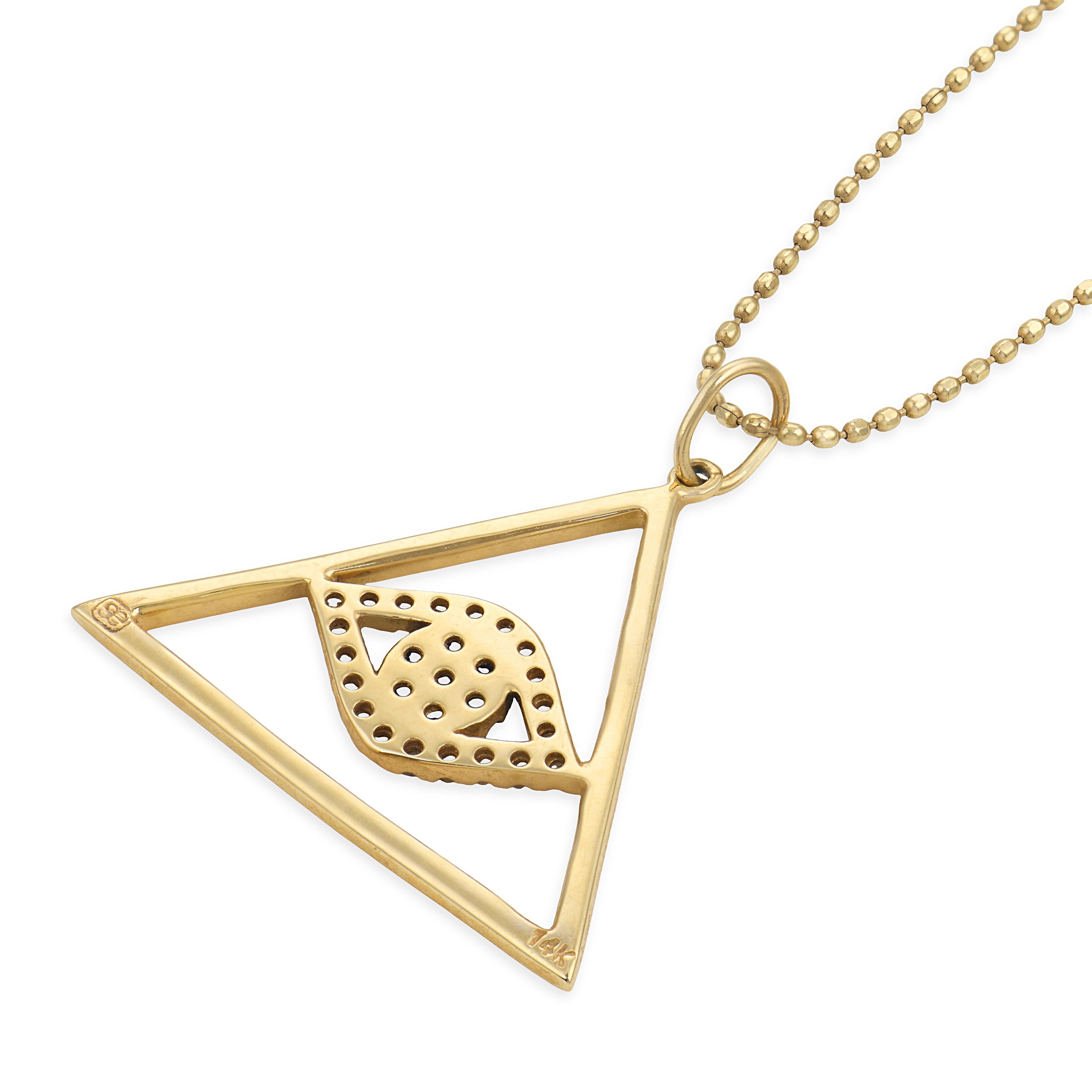 SE Estate 14k Sapphire & Diamond "Eye of Providence" Pendant Necklace