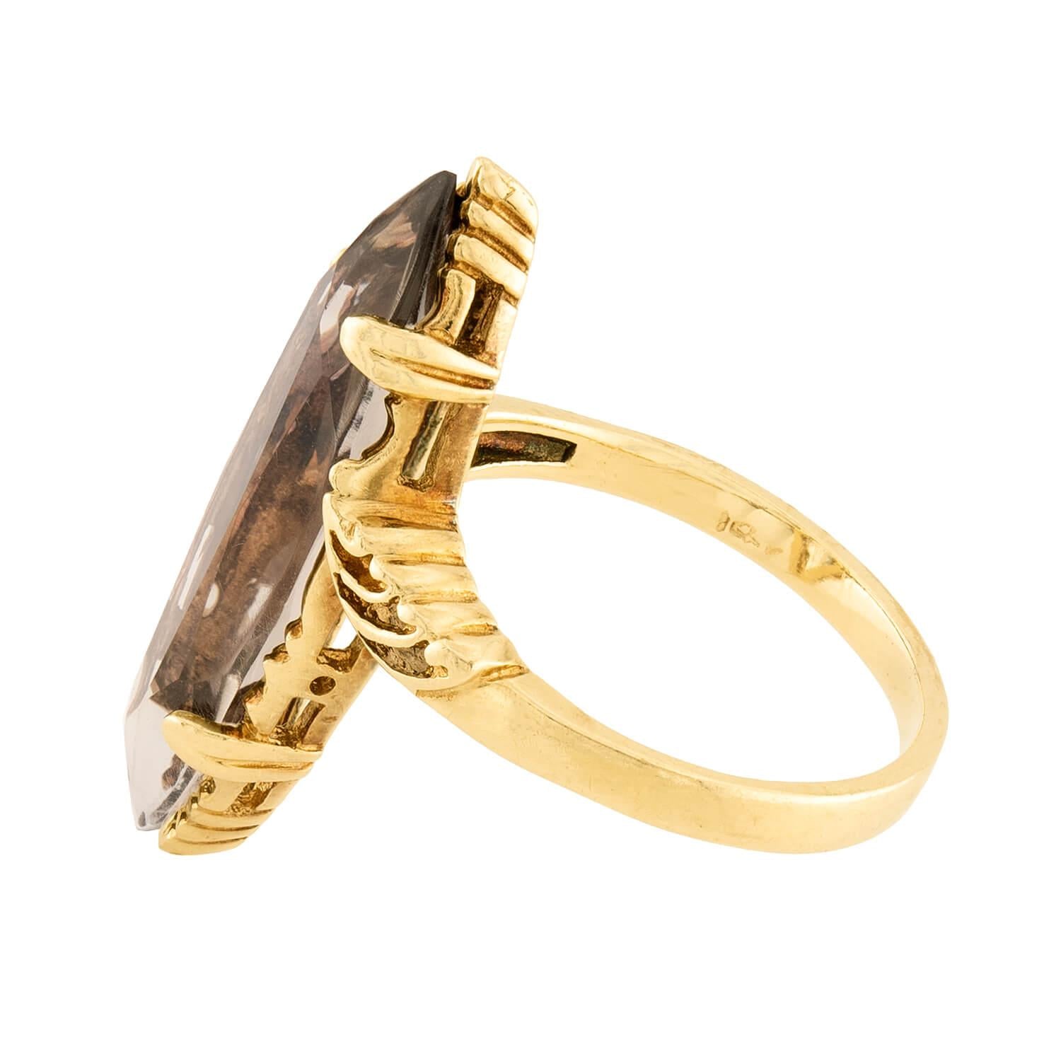 Art Nouveau 14k Topaz Navette Ring