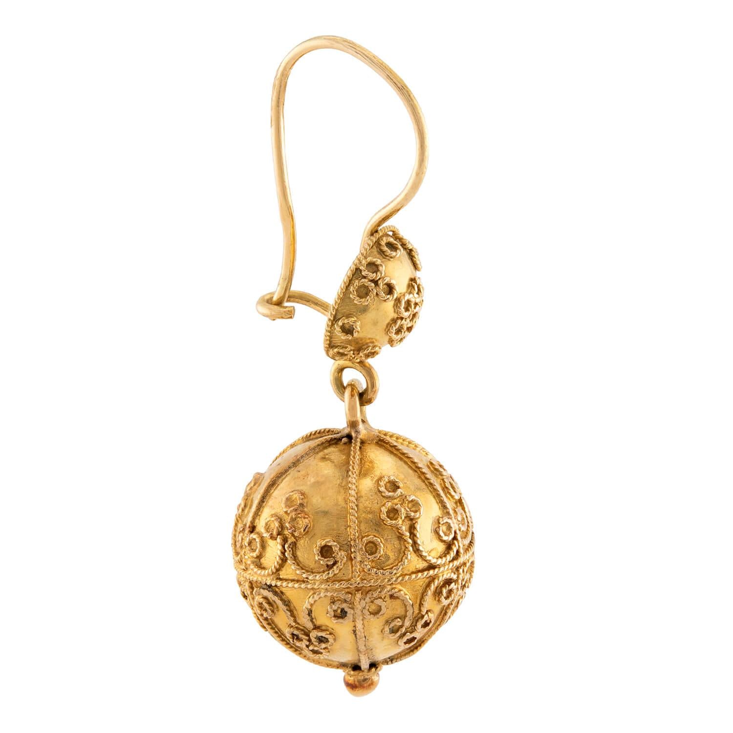 Victorian 15k Etruscan Ball Earrings