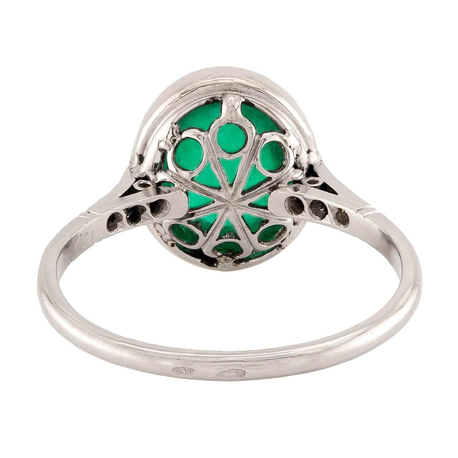Edwardian Platinum Emerald & Diamond Ring