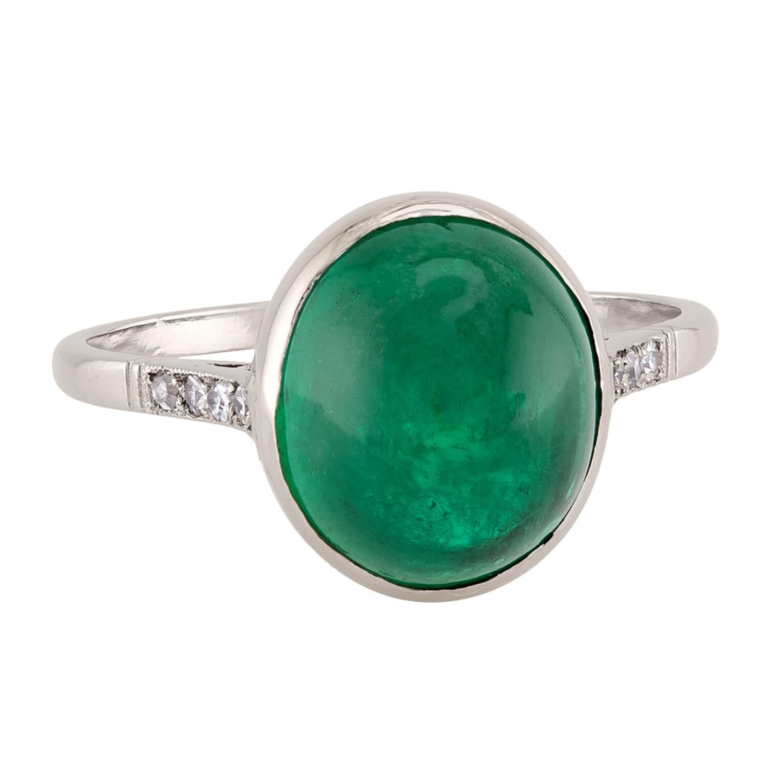 Edwardian Platinum Emerald & Diamond Ring