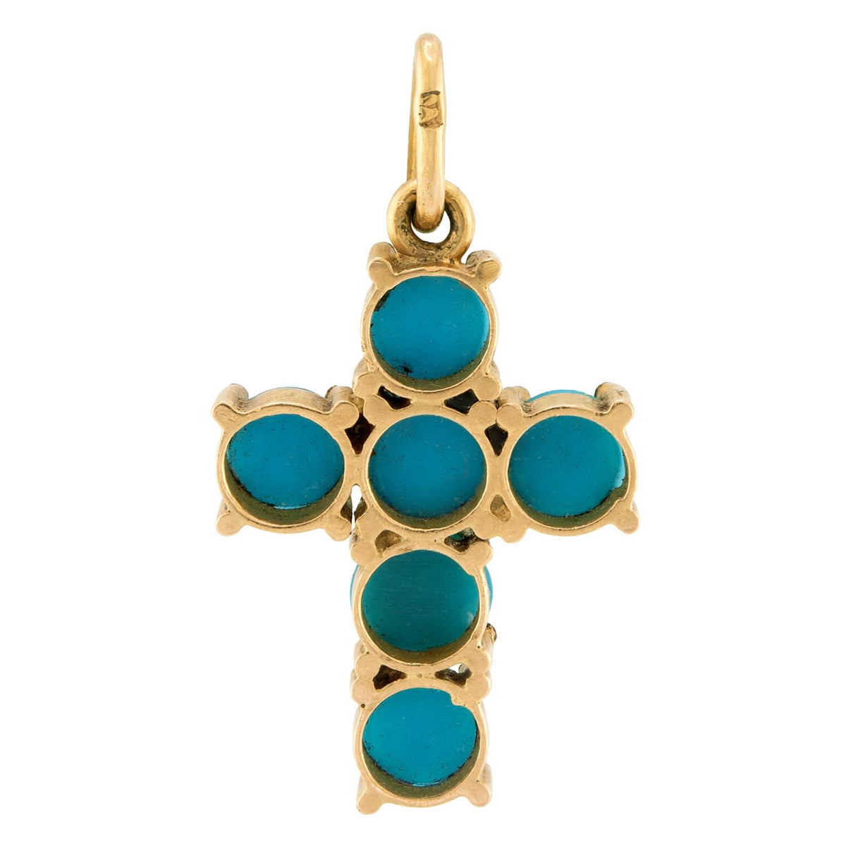 Victorian 14k Turquoise Cross Pendant/Charm