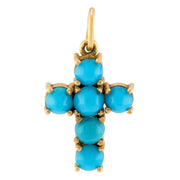 Victorian 14k Turquoise Cross Pendant/Charm