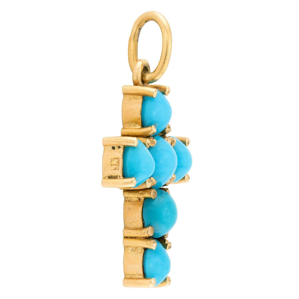 Victorian 14k Turquoise Cross Pendant/Charm