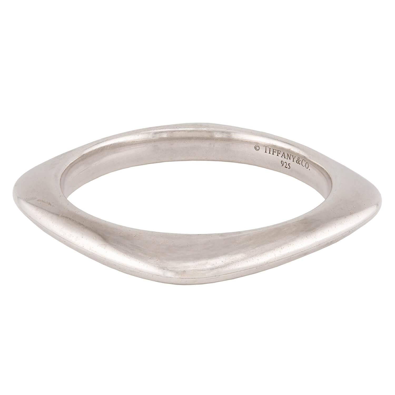 TIFFANY & CO. Estate Sterling Silver Square Cushion Bangle