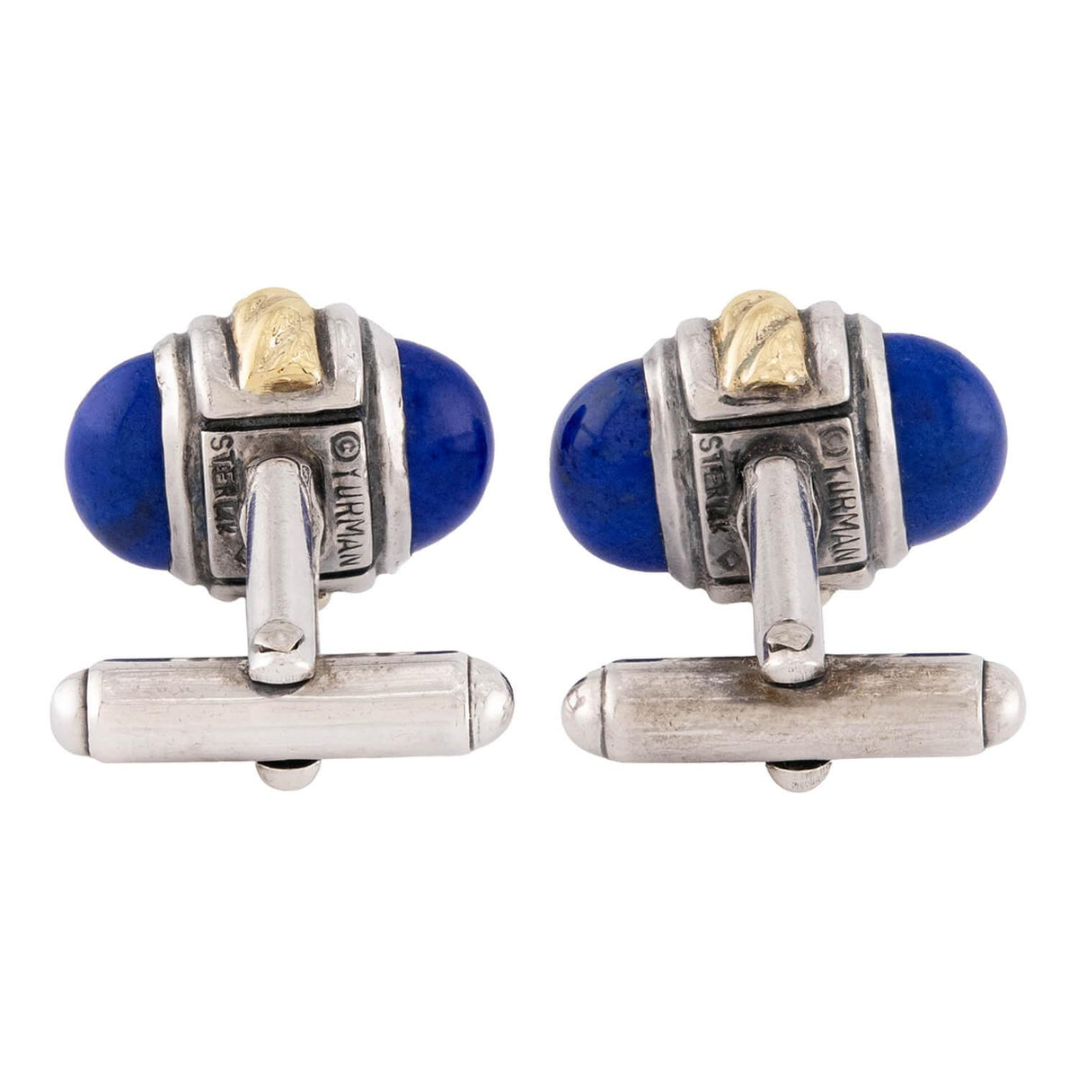 DAVID YURMAN  Estate 14k/Sterling Silver Lapis Cufflinks