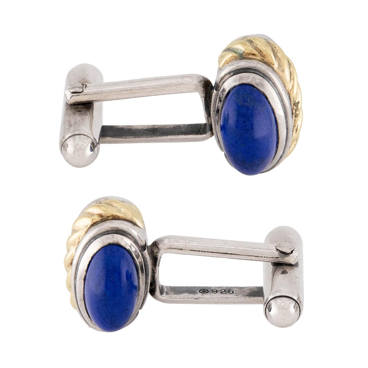 DAVID YURMAN  Estate 14k/Sterling Silver Lapis Cufflinks