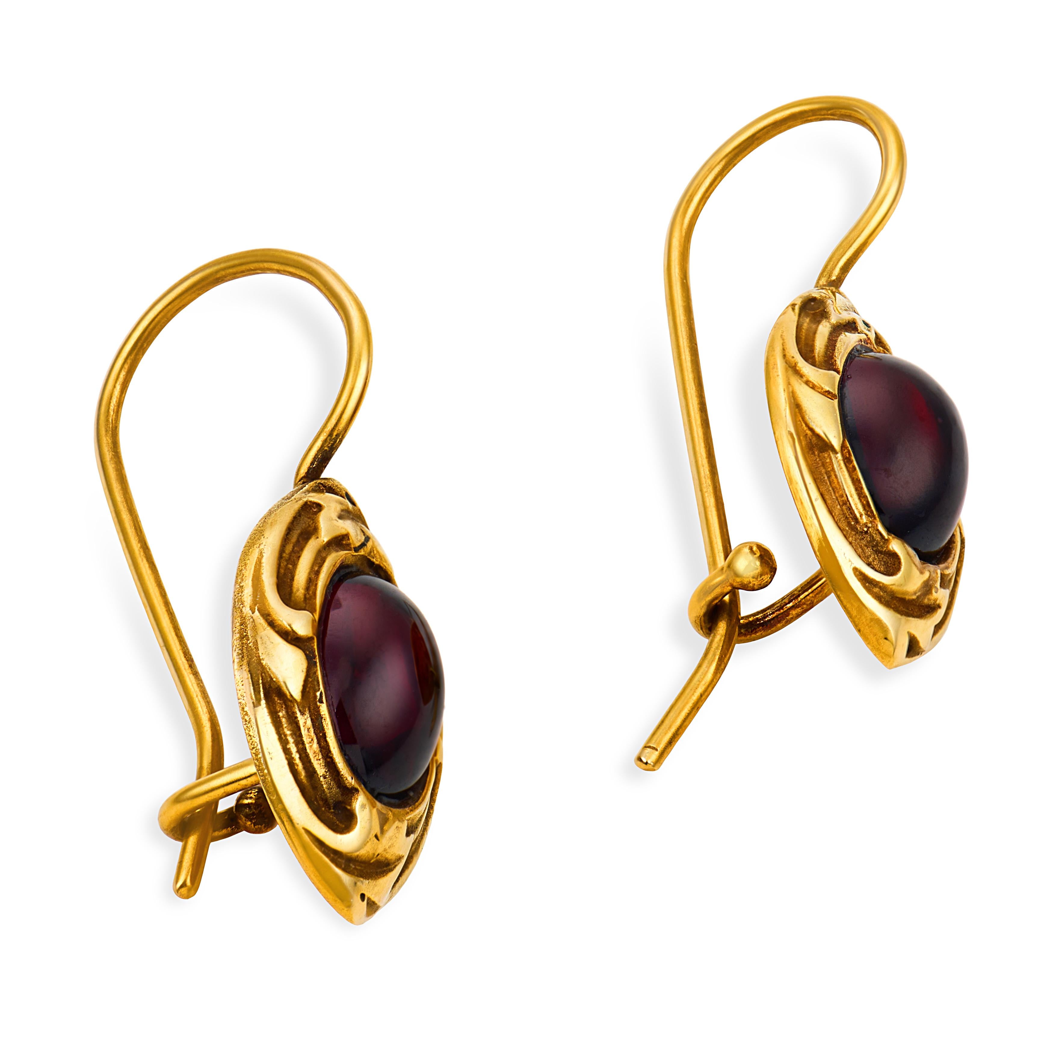 Art Nouveau 14k Garnet Dangle Earrings