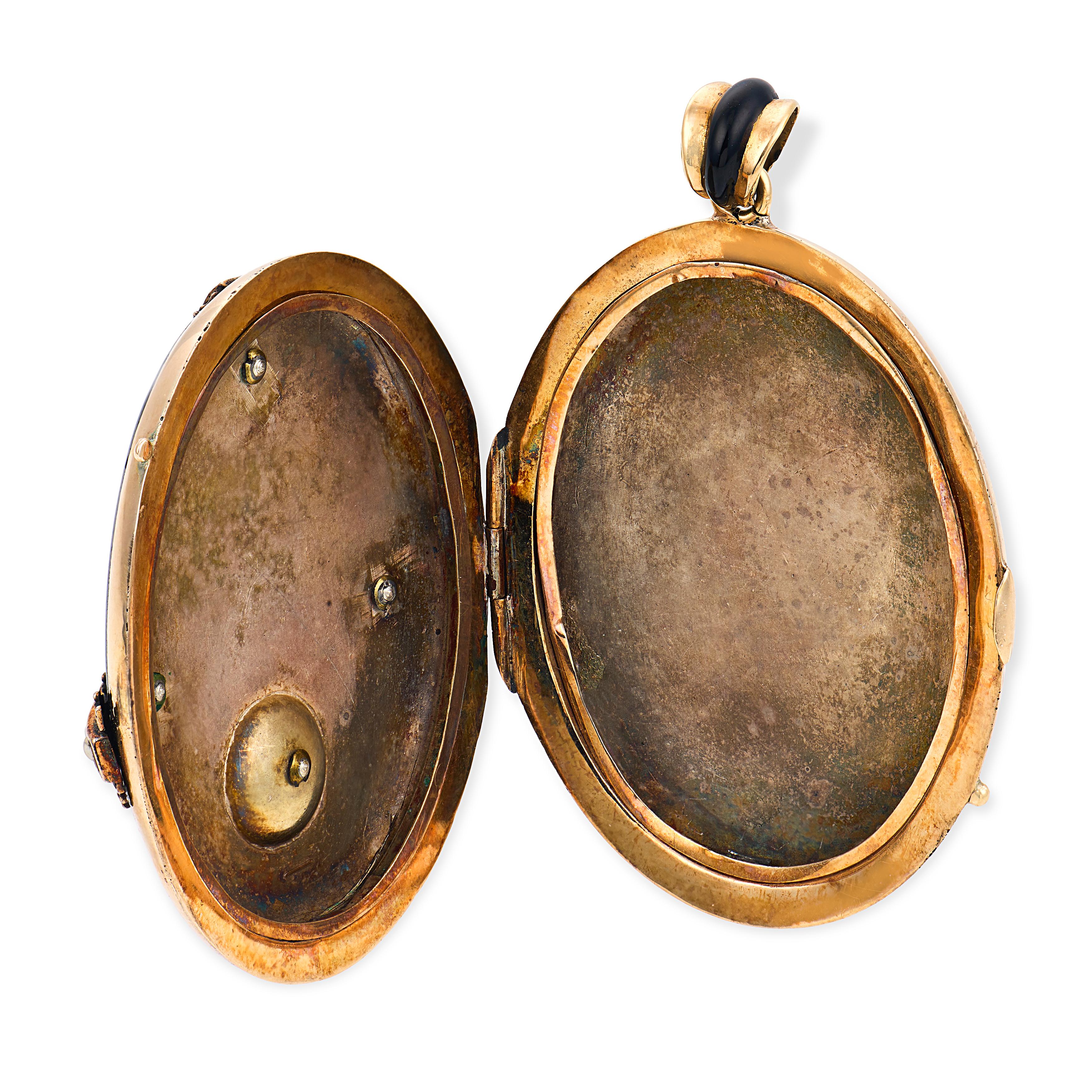 Victorian 14k Onyx & Pearl Locket Pendant