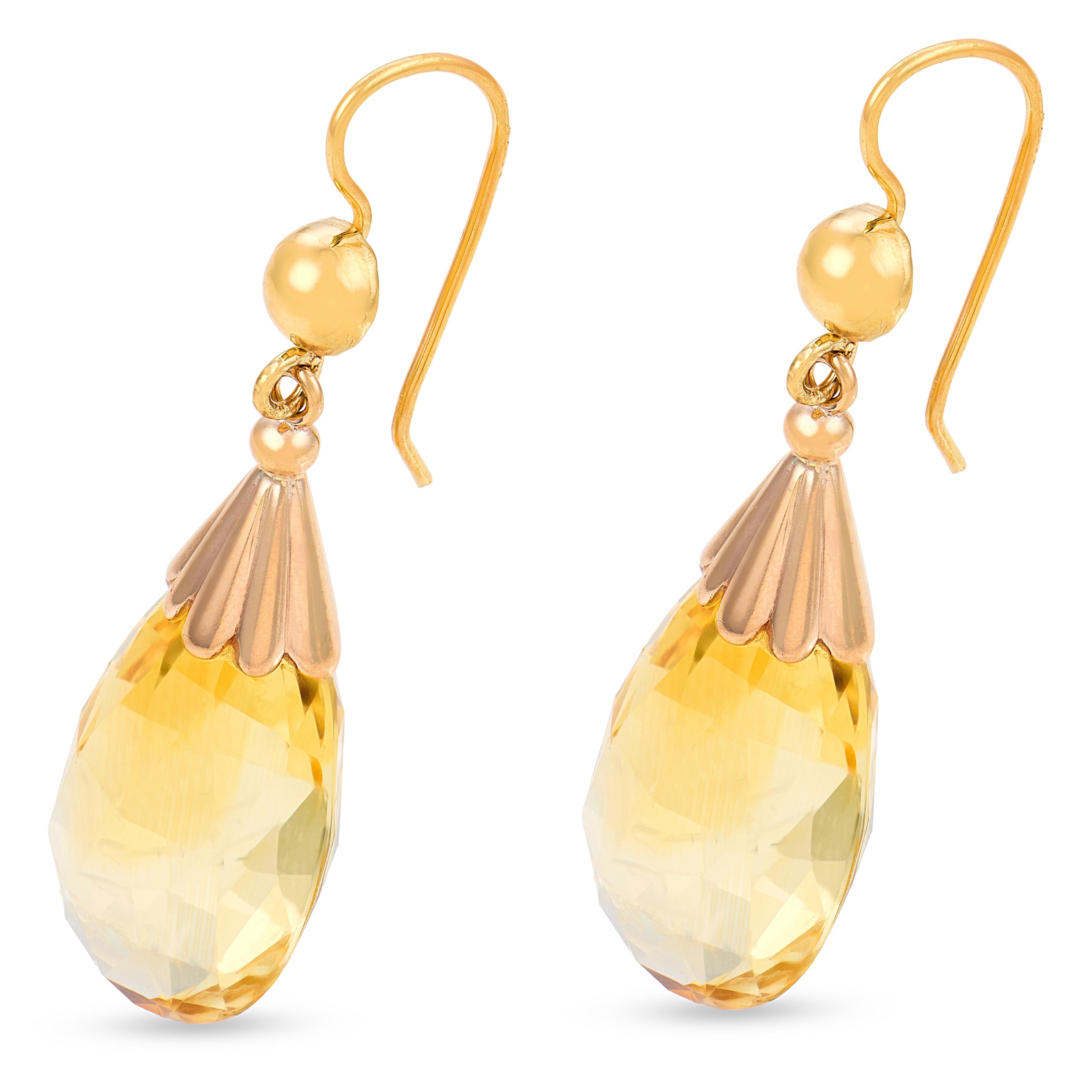 Victorian 18k Citrine Drop Earrings