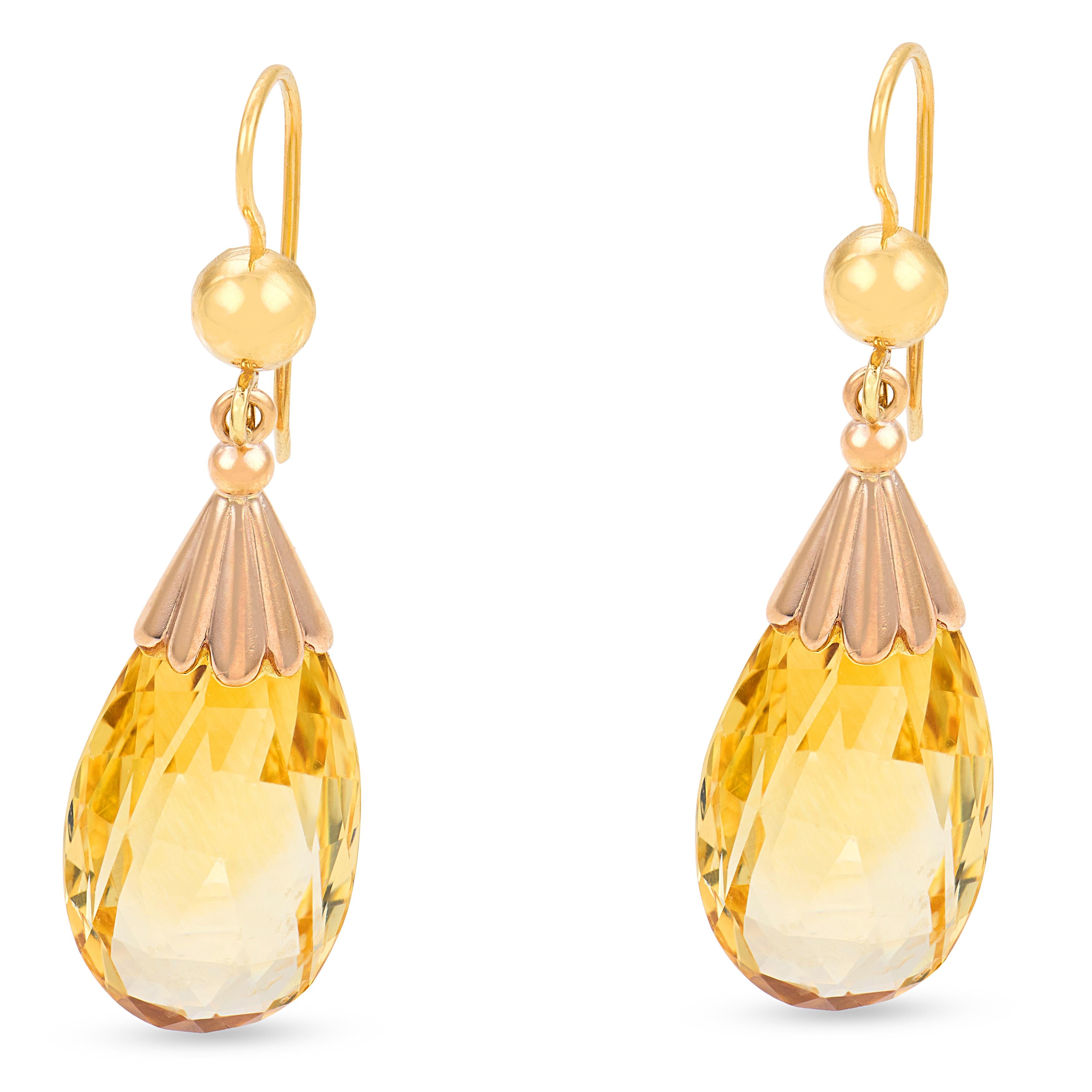Victorian 18k Citrine Drop Earrings