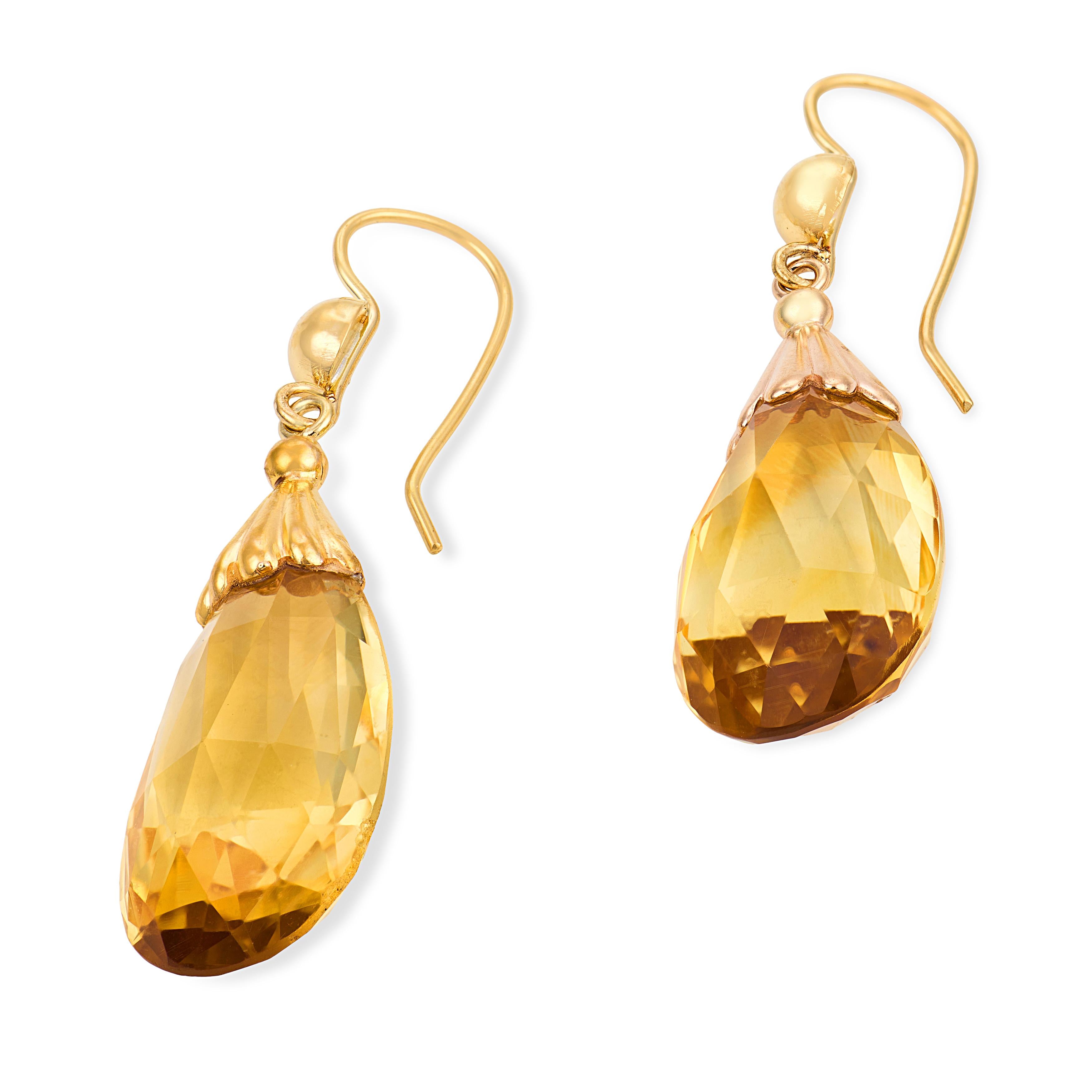 Victorian 18k Citrine Drop Earrings