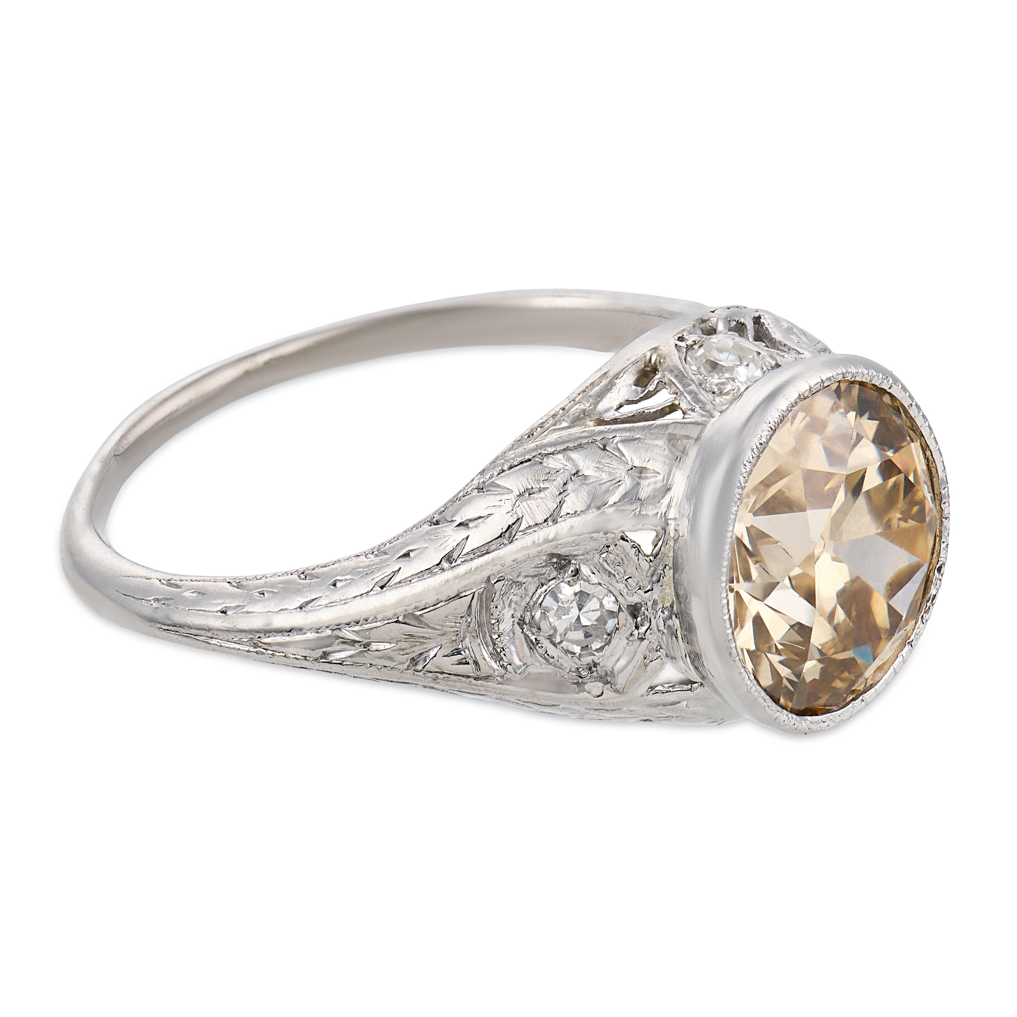 Art Deco Platinum Diamond Engagement Ring 2.39ct
