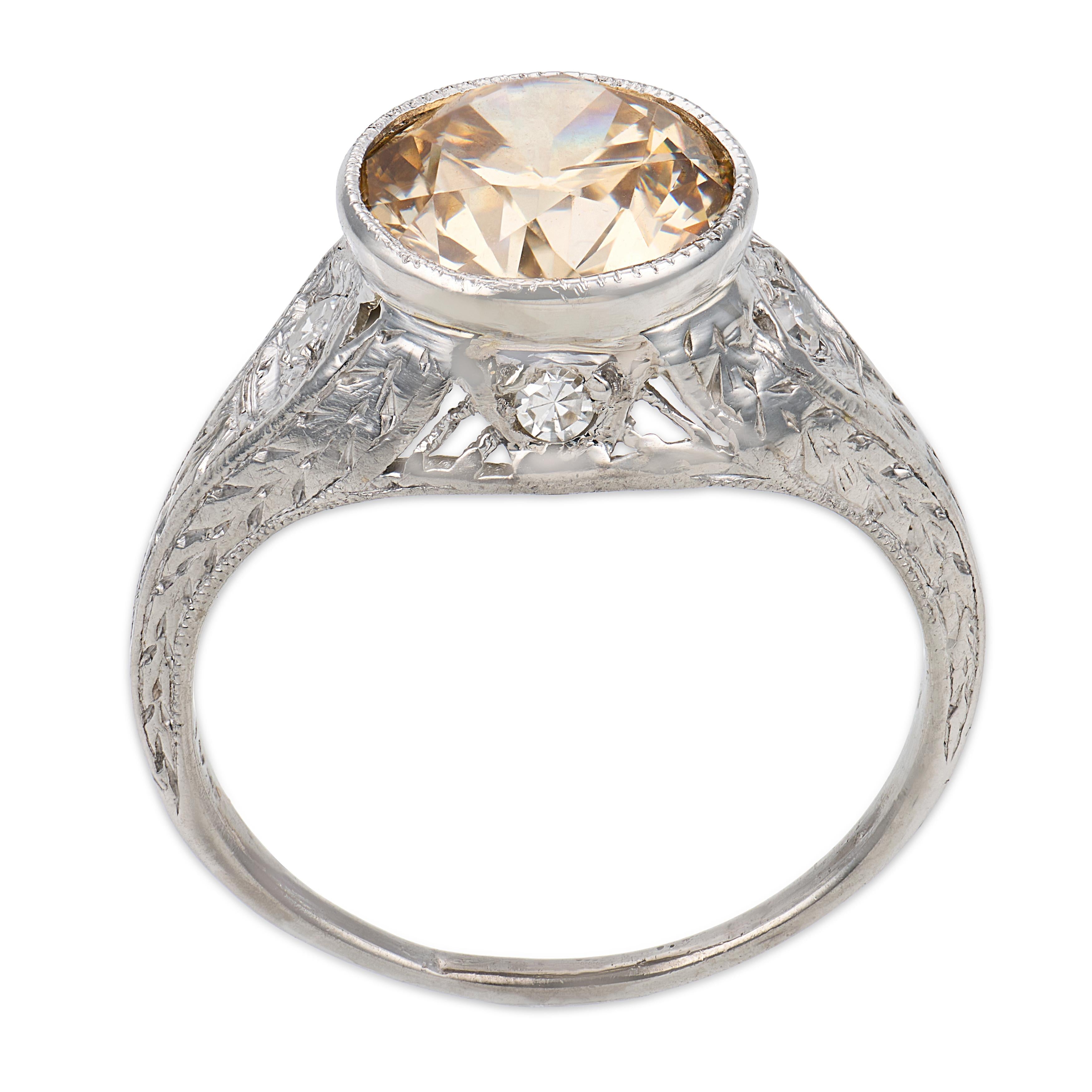 Art Deco Platinum Diamond Engagement Ring 2.39ct